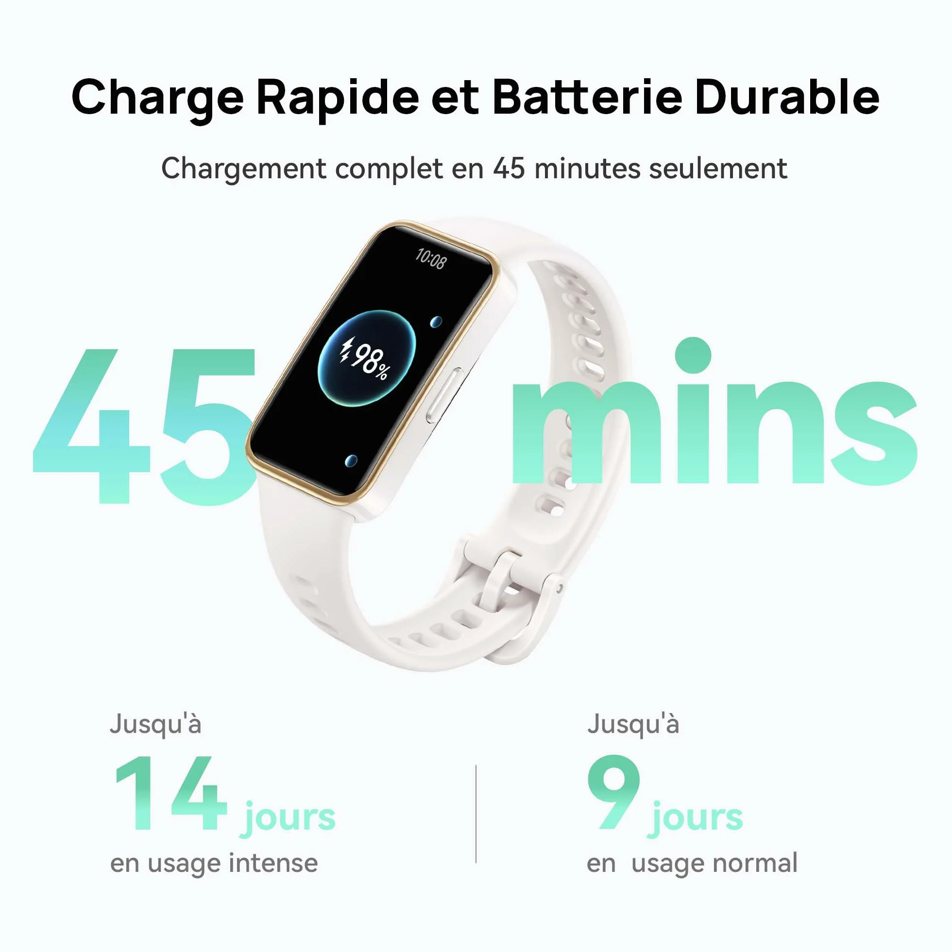 HUAWEI Band 9 Bracelet Connecté iOS Android TruSleep 4.0 Surveillance Sommeil 14 Jours Rose Fluoroélastomère