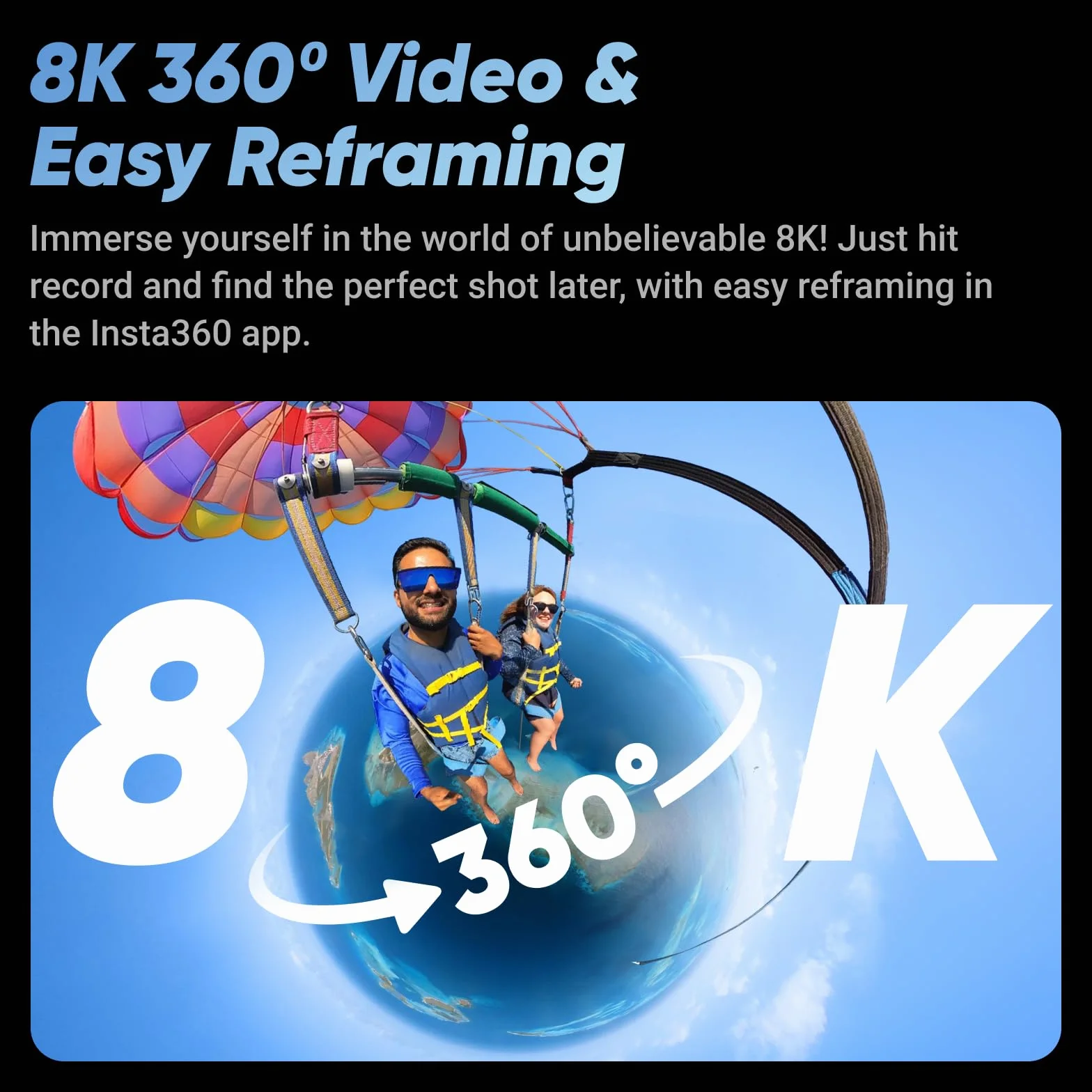 Insta360 X4 Pack Standard Caméra d'action 360° 8K étanche Grand Angle 4K Effet Perche Invisible protège-objectifs Amovibles 135 Min autonomie stabilisation