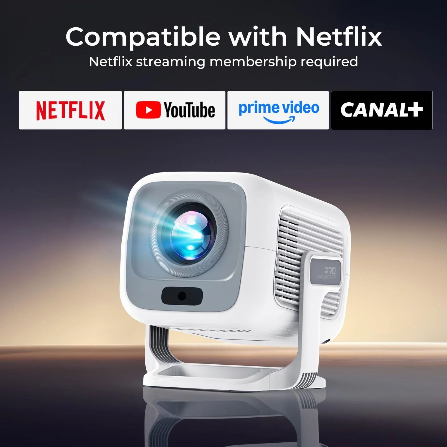 LYNCAST N300 Mini Projector FHD 1080P Natif 4K Supportée Android 13 Bluetooth 5.4 WiFi 6 Auto Keystone