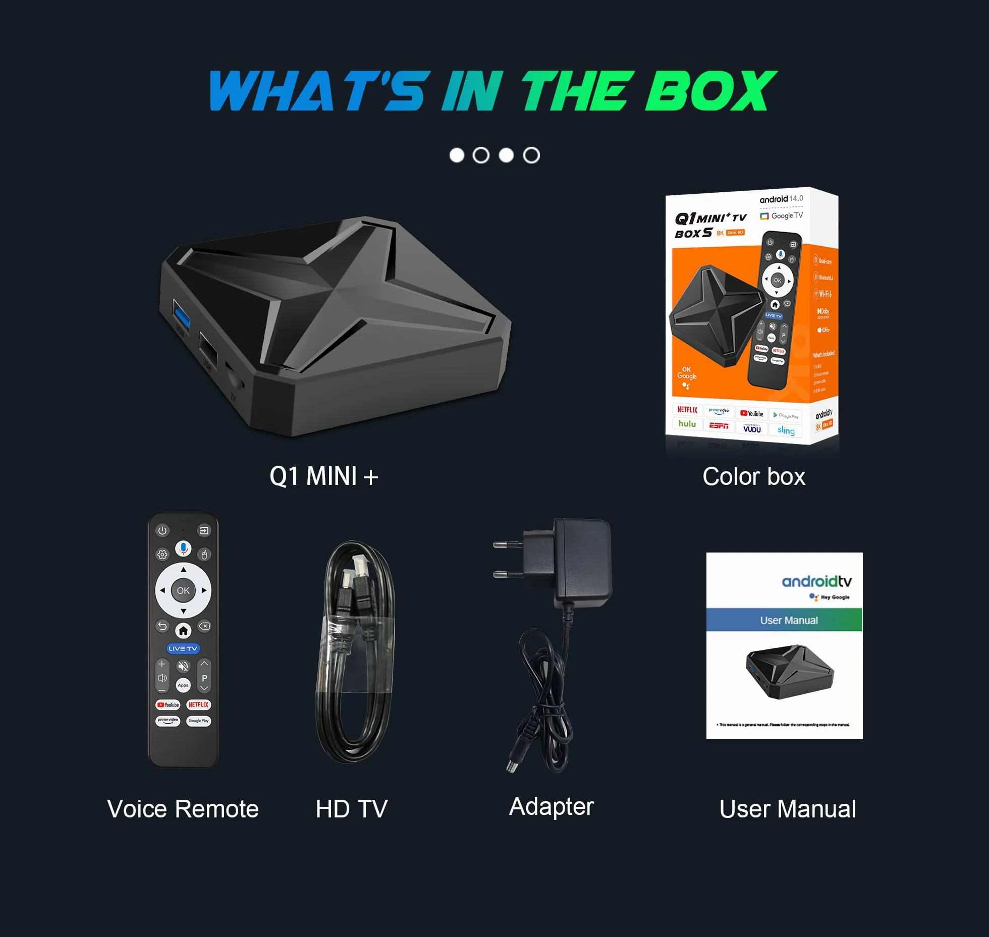 Android 14 TV Box 8K Ultra HD 2GB RAM 16GB ROM RK3518 Quad Core A53 Mali 450 MP2 WiFi 6 BT 5.4