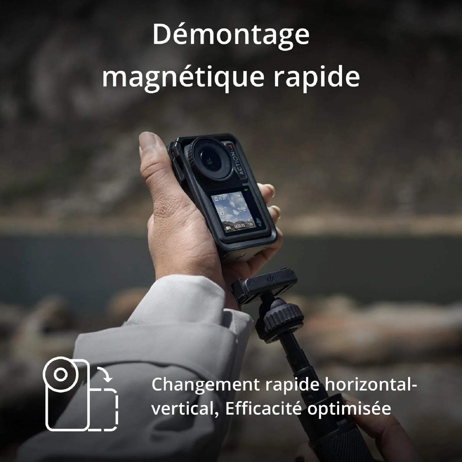 DJI Osmo Action 4 Essentiel Caméra d’Action étanche 4K/120 IPS capteur 1/1,3 Pouce D-Log M 10 Bits Batterie 1 770 mAh