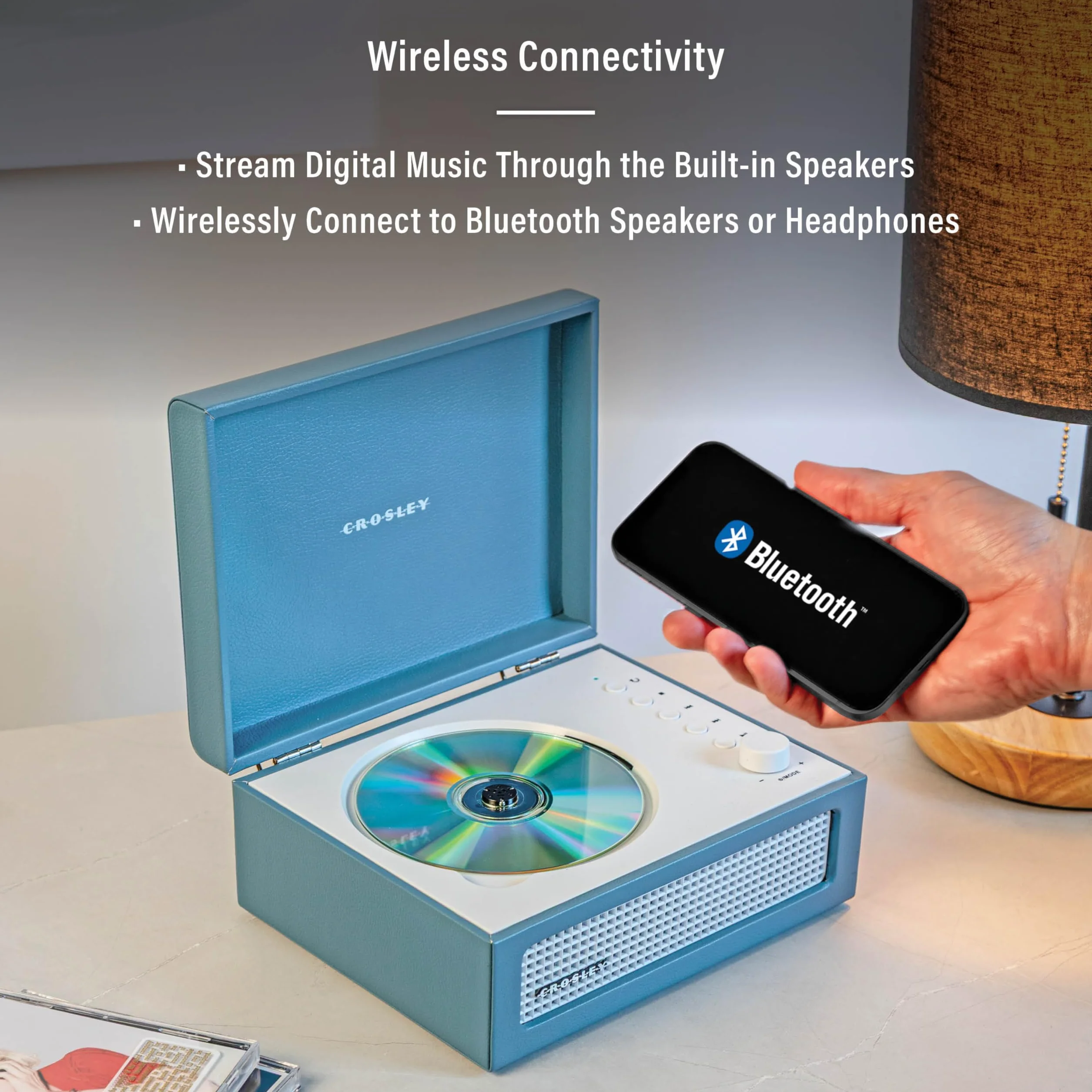 Crosley Voyager Lecteur CD Portable Bluetooth Haut-parleurs Stéréo Radio FM Rechargeable