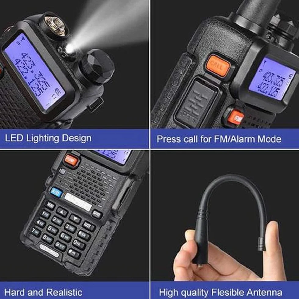 BAOFENG BF UV-5R 8-Watt Dual Band Two-Way Radio VHF UHF Full Kit Black