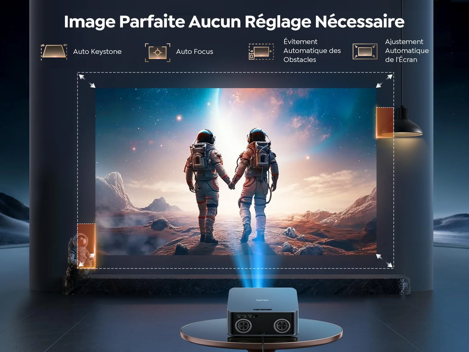 TOPTRO Vidéoprojecteur 4K Dolby 36W, AI Auto Focus/Keystone, WiFi6 Bluetooth FHD 1080P, 2x18W Haut-Parleurs, 1600 ANSI Compatible Netflix