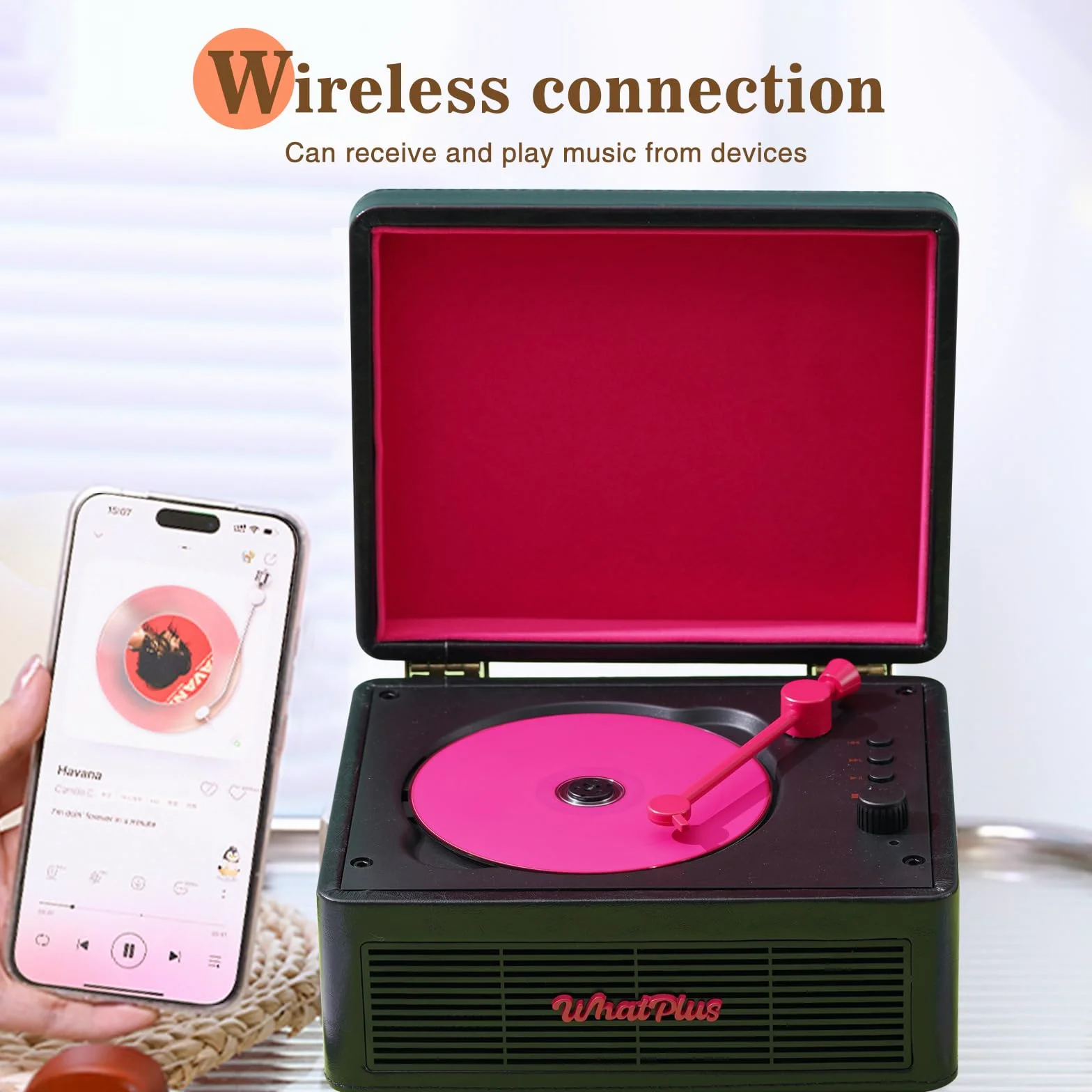 Lecteur CD portable Bluetooth 5.2 batterie rechargeable haut-parleurs intégrés Design rétro valise Hi-Fi Noir