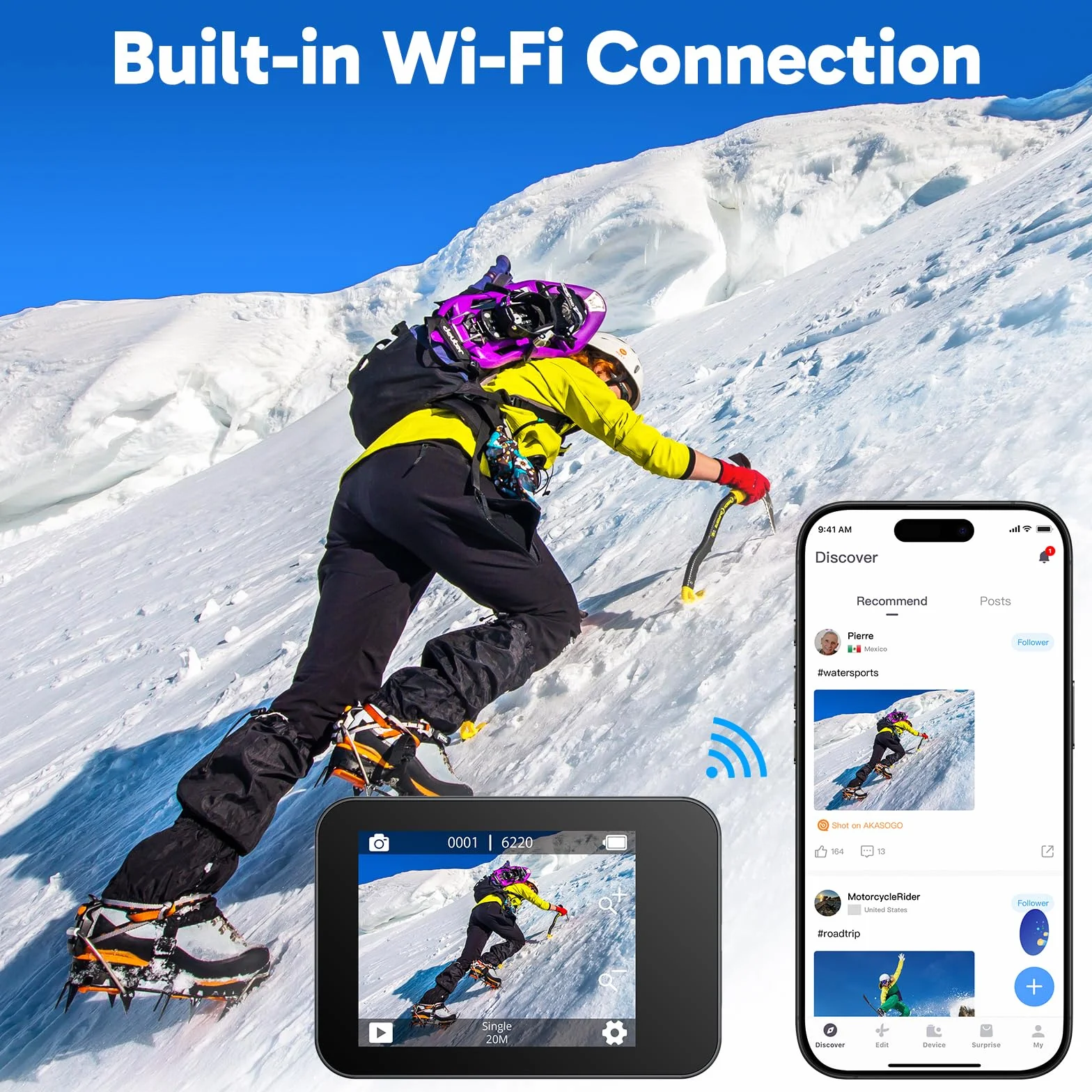 AKASO V50X Caméra Sport 4K Etanche WiFi Action Cam Ultra HD 30fps 131 Pieds sous Marine 2 Batteries Kit Accessoires