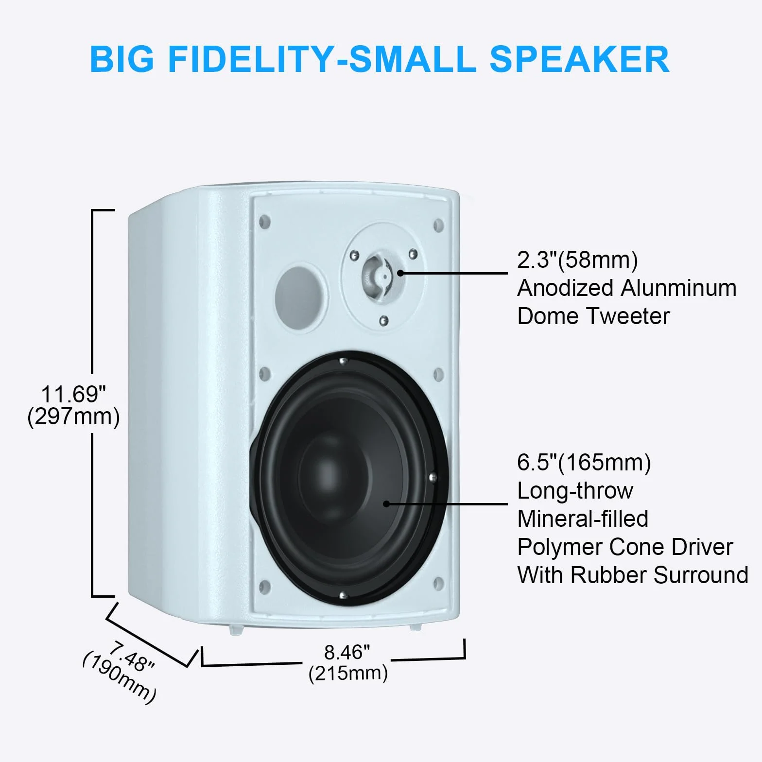 Herdio 6,5 Pouces 400 Watts Enceintes d'extérieur Étanche Blanc