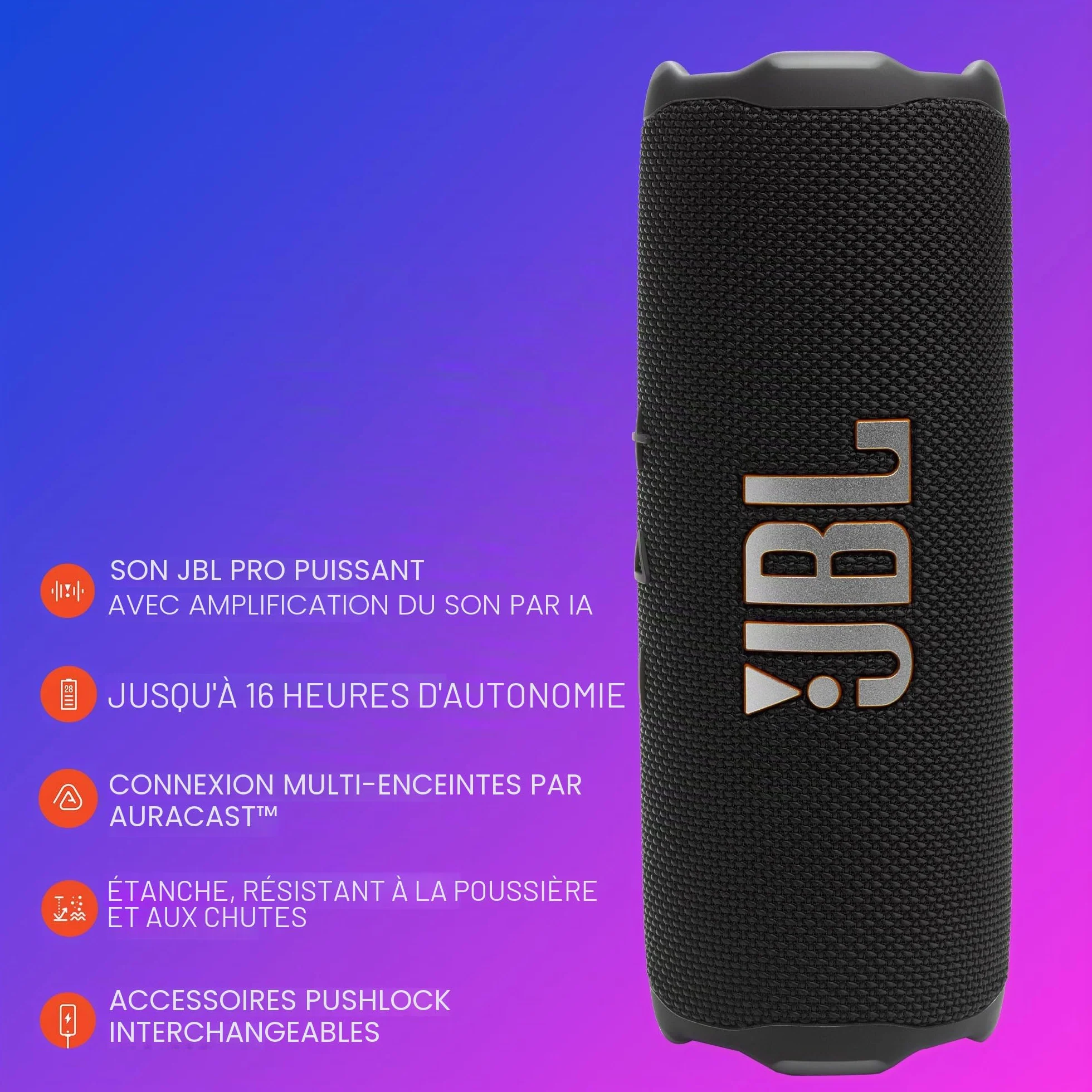JBL Flip 7 Enceinte Bluetooth Portable sans Fil IP68 16 Heures Autonomie Bleu