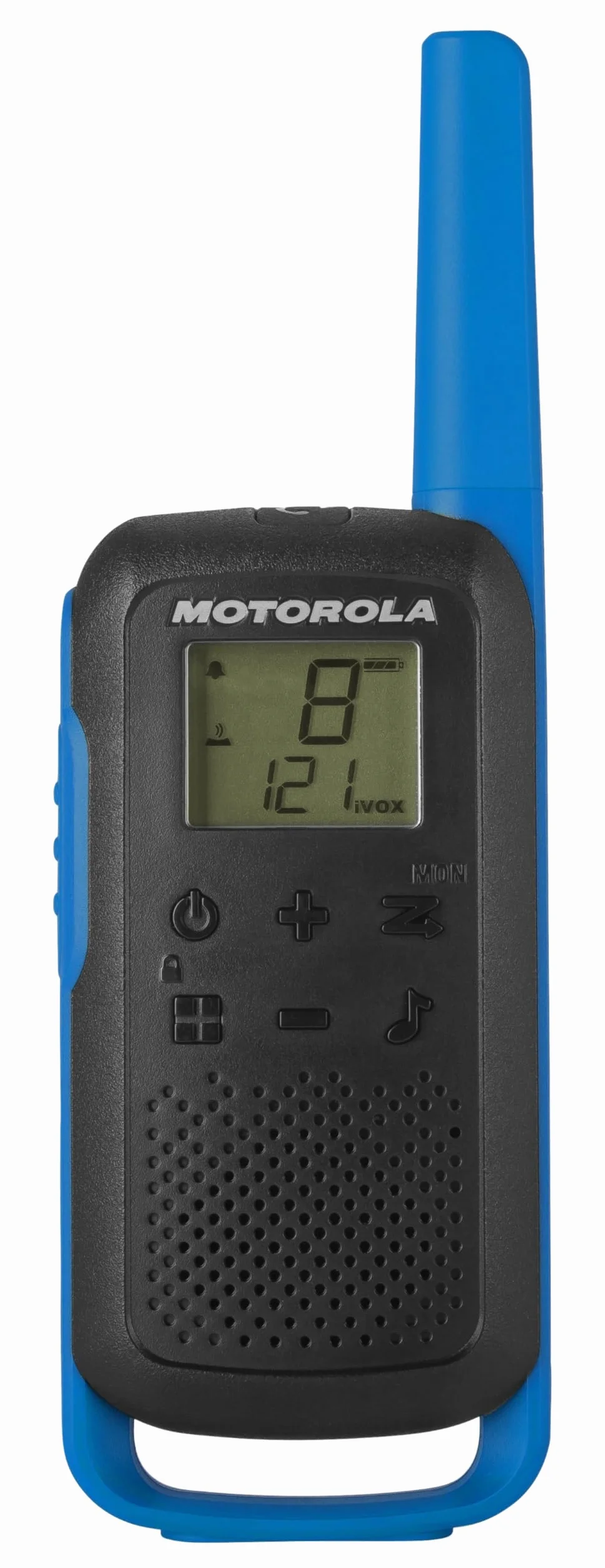 Motorola Solutions T62 PMR Talkie Walkie Talkabout Radio Bande Citoyenne PMR446 16 Canaux 121 Codes Portée 8 Km Bleu Sans Licence Écran LCD