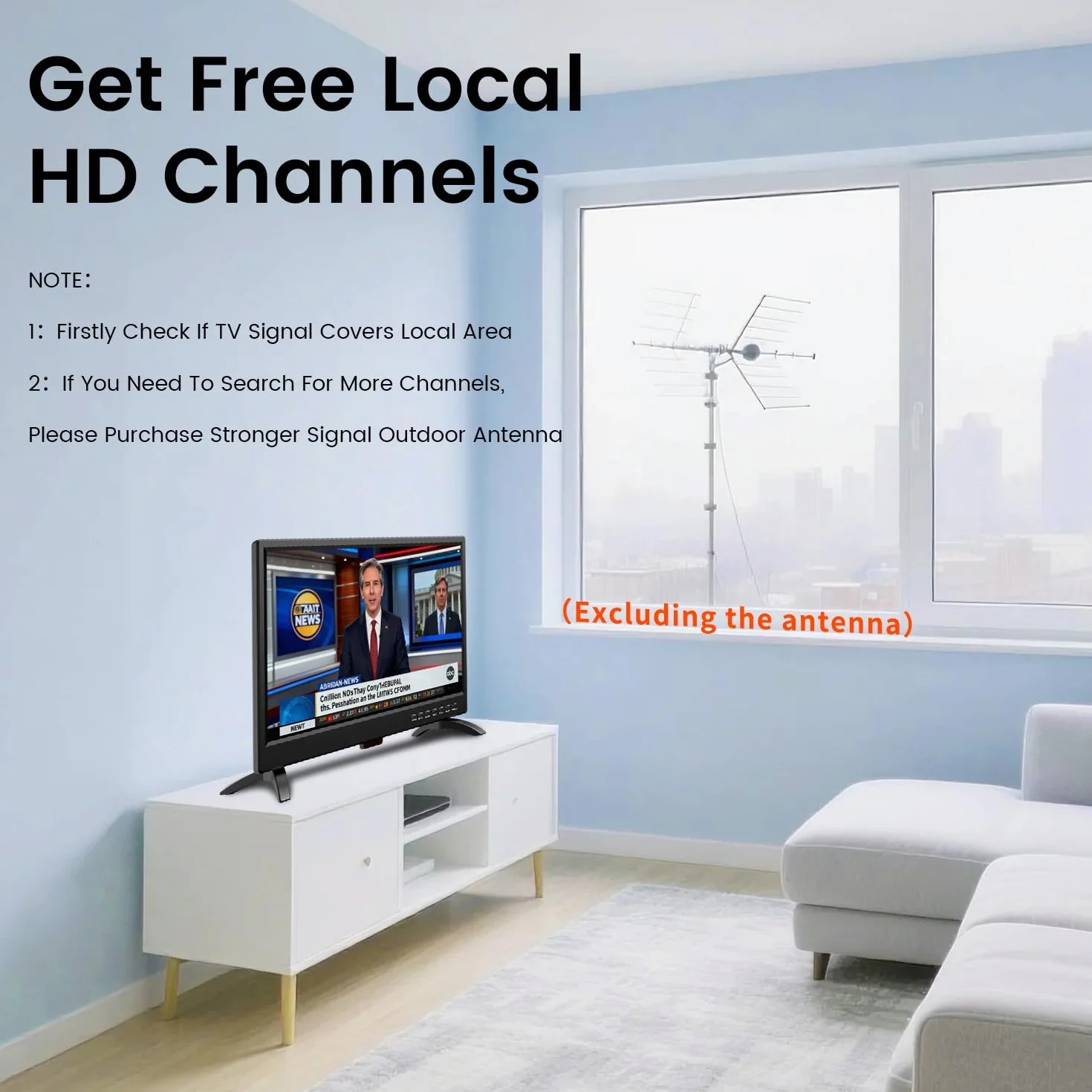 TV 19 Pouces 45cm Full HD 1080P LED Récepteur Numérique T2 H.256 DTT Freeview 12V HDMI USB RCA VGA
