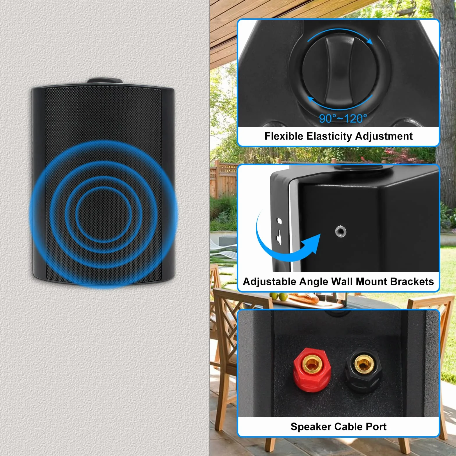 Herdio 501X2 Enceinte 5,25 Pouces Haut-Parleur Passif Extérieur Étanche 600W Noir