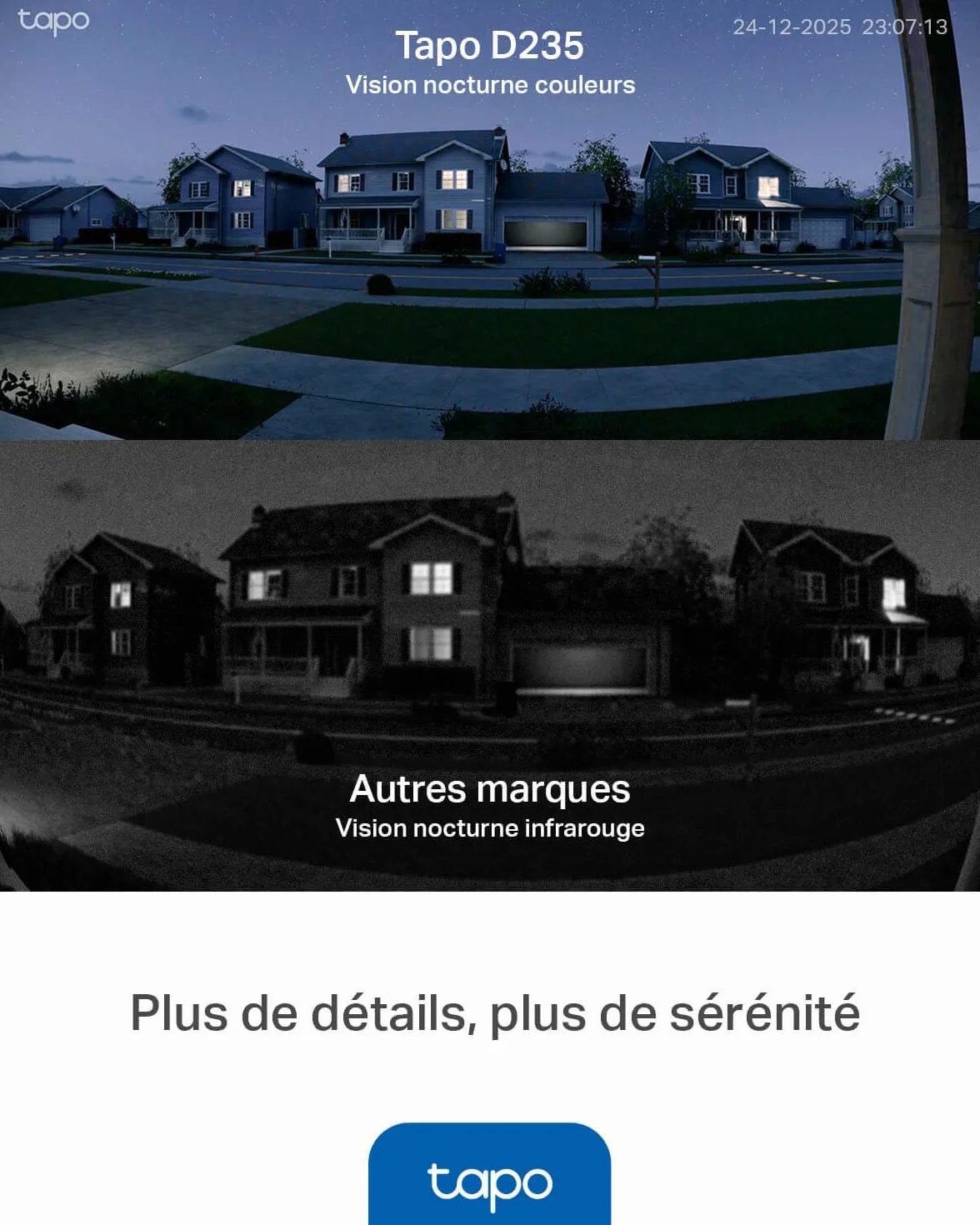 Tapo D235 Sonnette sans Fil avec Caméra 2K+ 5MP IP66 Étanche 180° Vision Ultra-Large Vision Nocturne Couleur Audio Bidirectionnel Détection AI