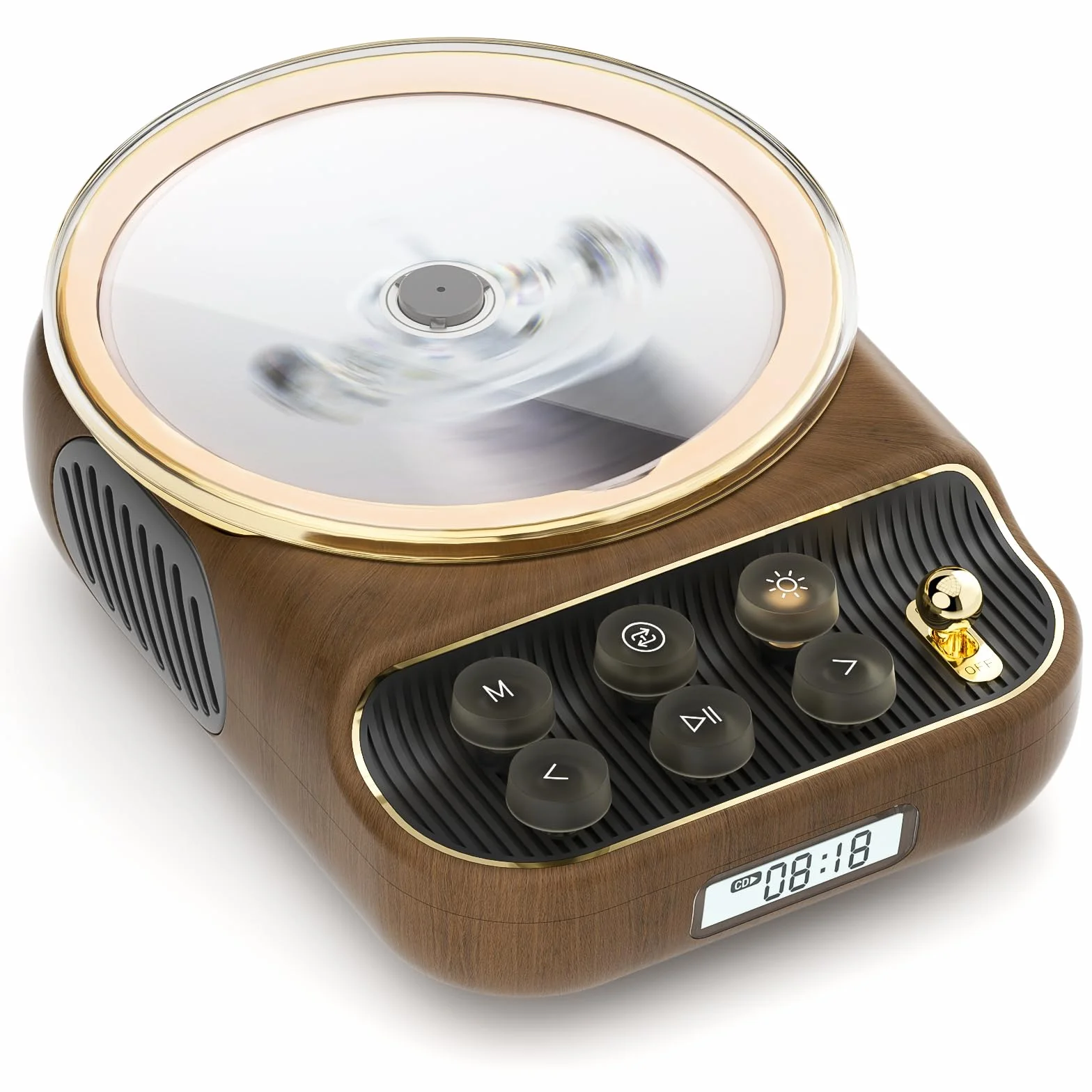 Lecteur de CD Portable Bluetooth 5.3 6-en-1 Rechargeable Radio FM AUX/TF