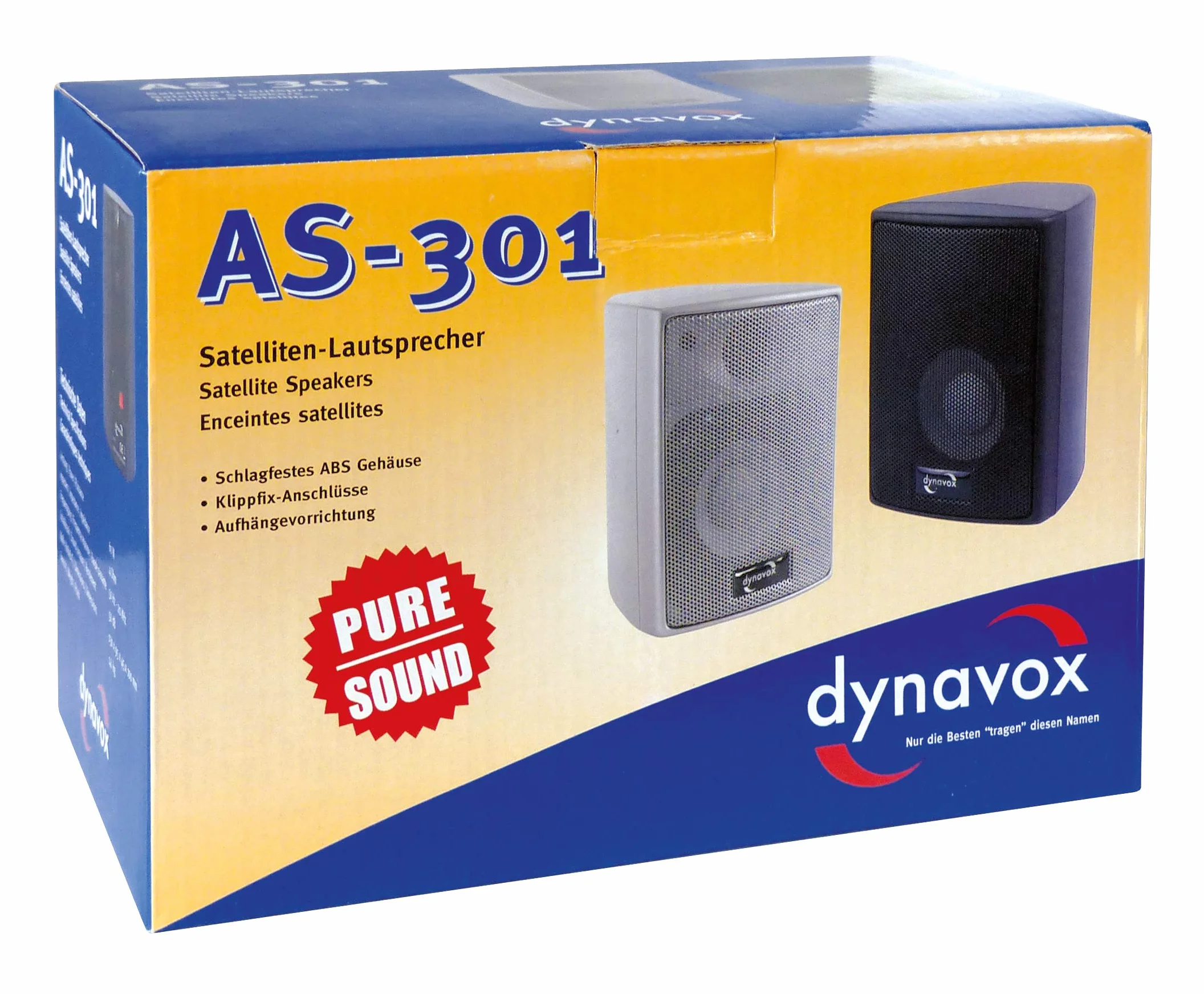 Dynavox AS-301 Enceintes Satellites, Paire compacte pour Home Cinéma, Fixation Murale, Argenté