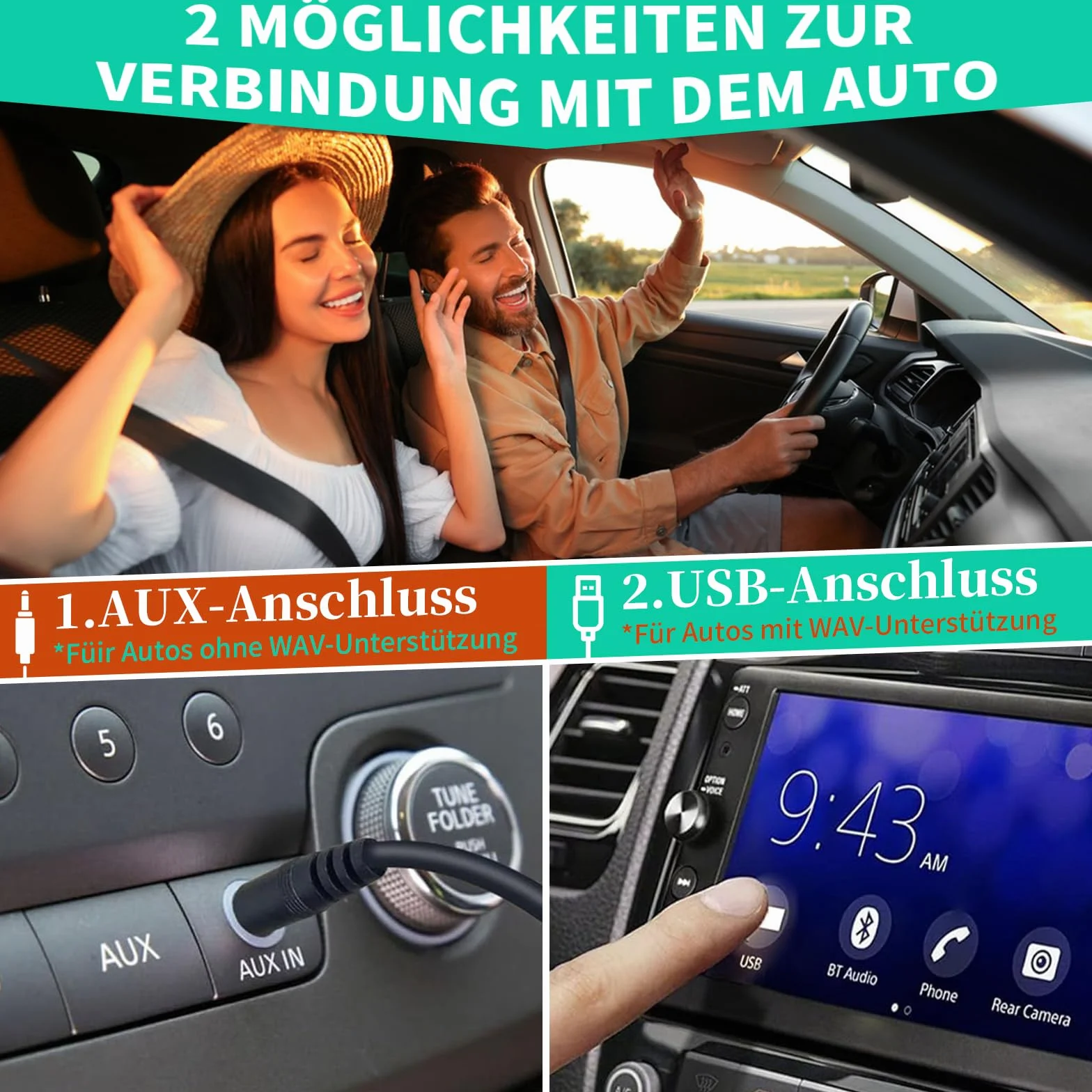 Lecteur CD portable voiture auxiliaire externe blanc télécommande boîte conversion audio USB compatible audio TV