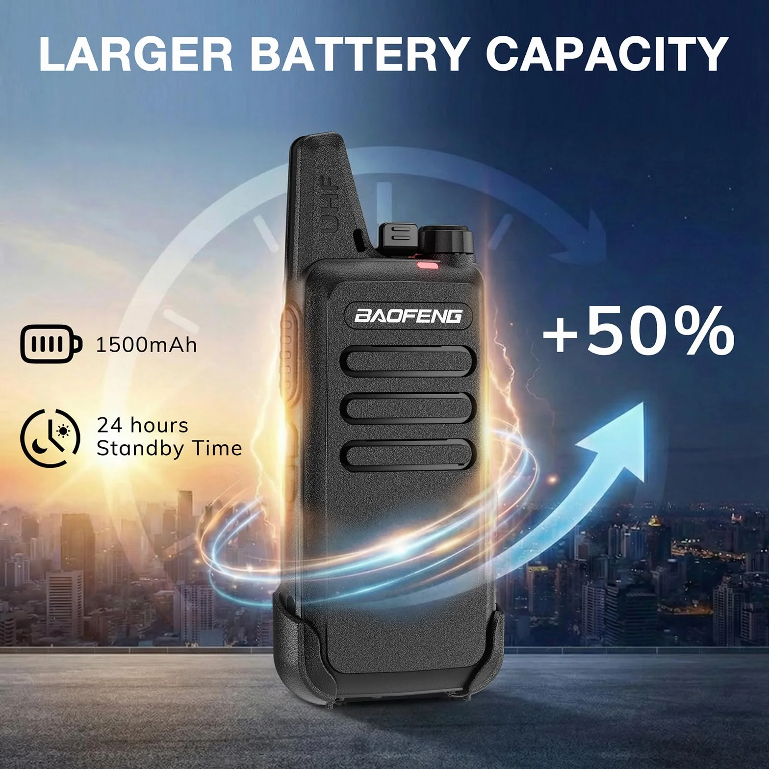 BAOFENG T22 PMR446 Talkie-walkie 16 canaux bidirectionnelle Radio 1500 mAh Batterie Rechargeable Portable Lot de 4