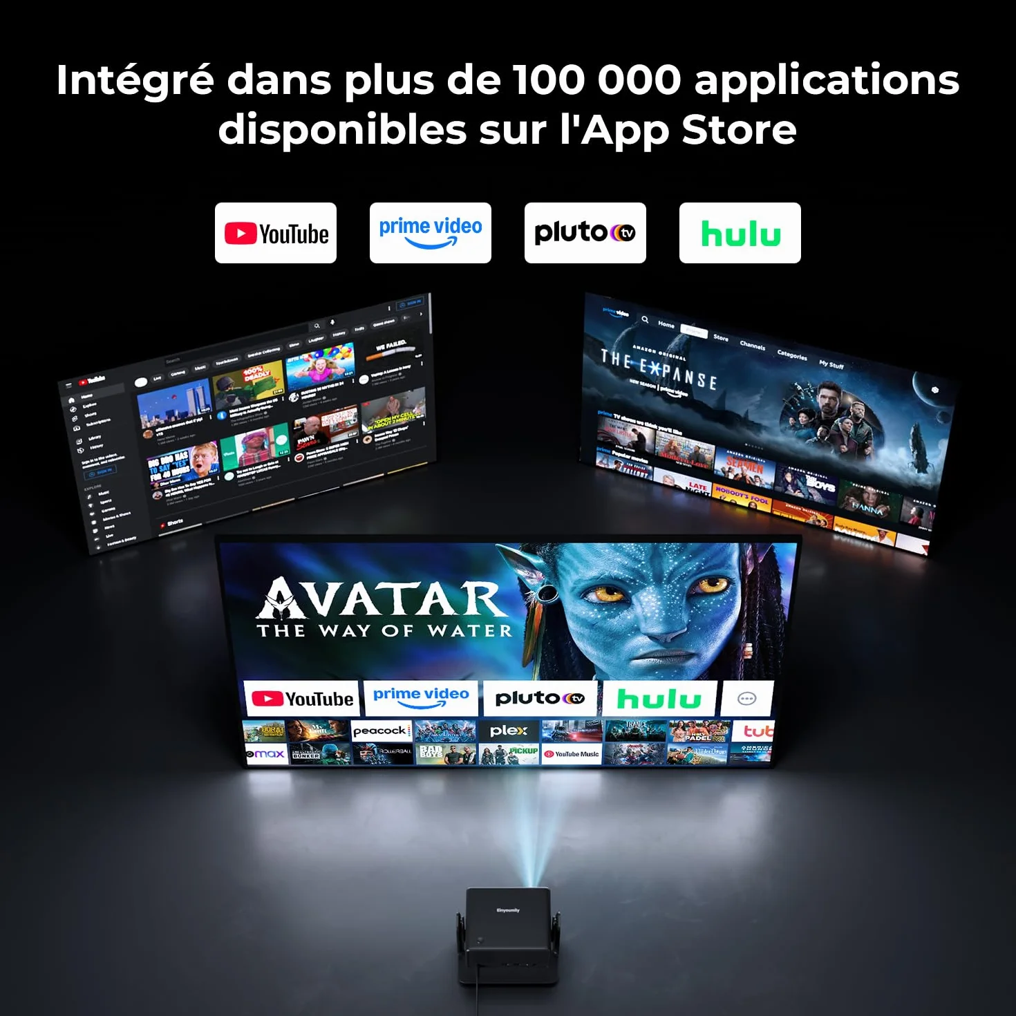 Videoprojecteur 28000 Lumen 4K Supporte 1080P WiFi6 Bluetooth Focus Électrique Correction Trapézoïdale Compatible Netflix 100000 Apps