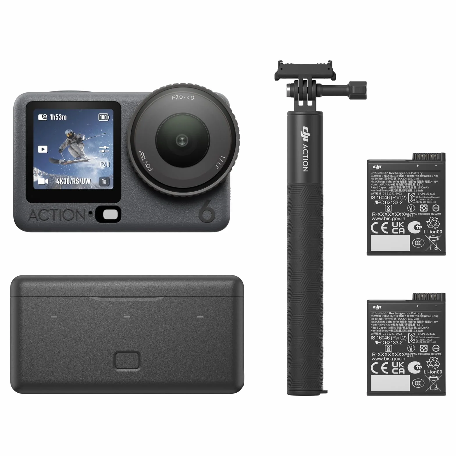 DJI Osmo Action 6 caméra d’action sous-marine 8K stockage 50 Go ouverture variable f/2,0 à f/4,0 deux batteries