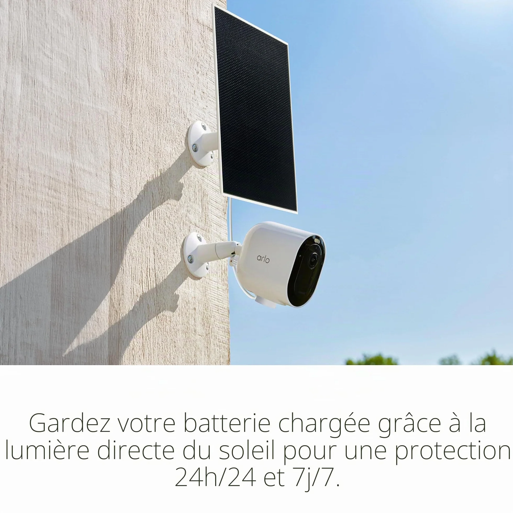 Arlo Chargeur de panneau solaire Accessoire certifié Résistant aux intempéries blanc