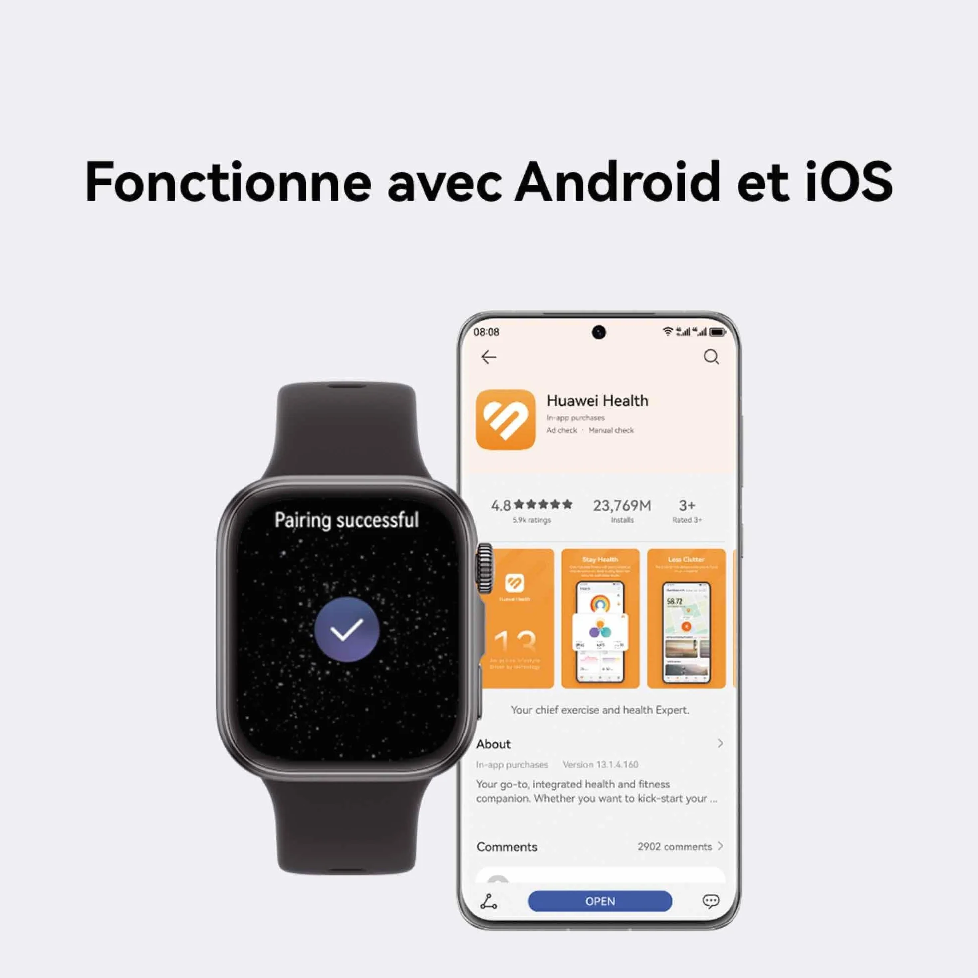 HUAWEI Watch FIT 4 Montre connectée, 100+ Modes d'entraînement, GPS, Autonomie 10 Jours, Noir