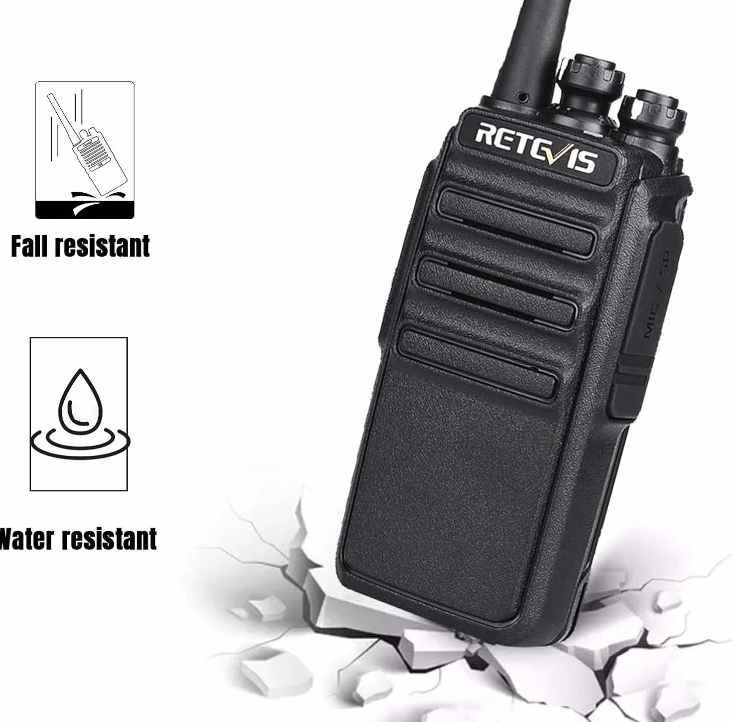 Retevis RT24 Plus Talkie Walkie Professionnel PMR446 16 Canaux CTCSS/DCS Longue Portée Noir 4 Pcs