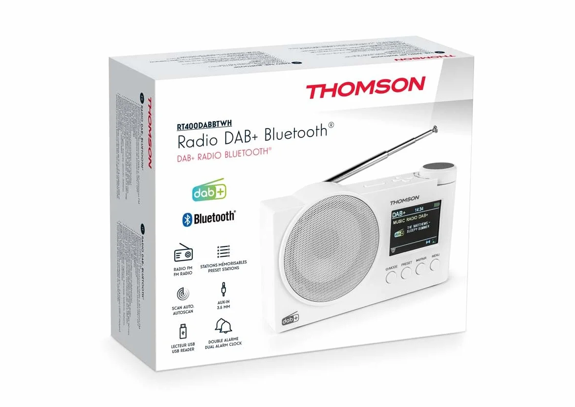 Thomson RT400DABBT Radio Dab+ FM 60 stacji préréglés Rechargeable Secteur Reveil Enceinte Bluetooth