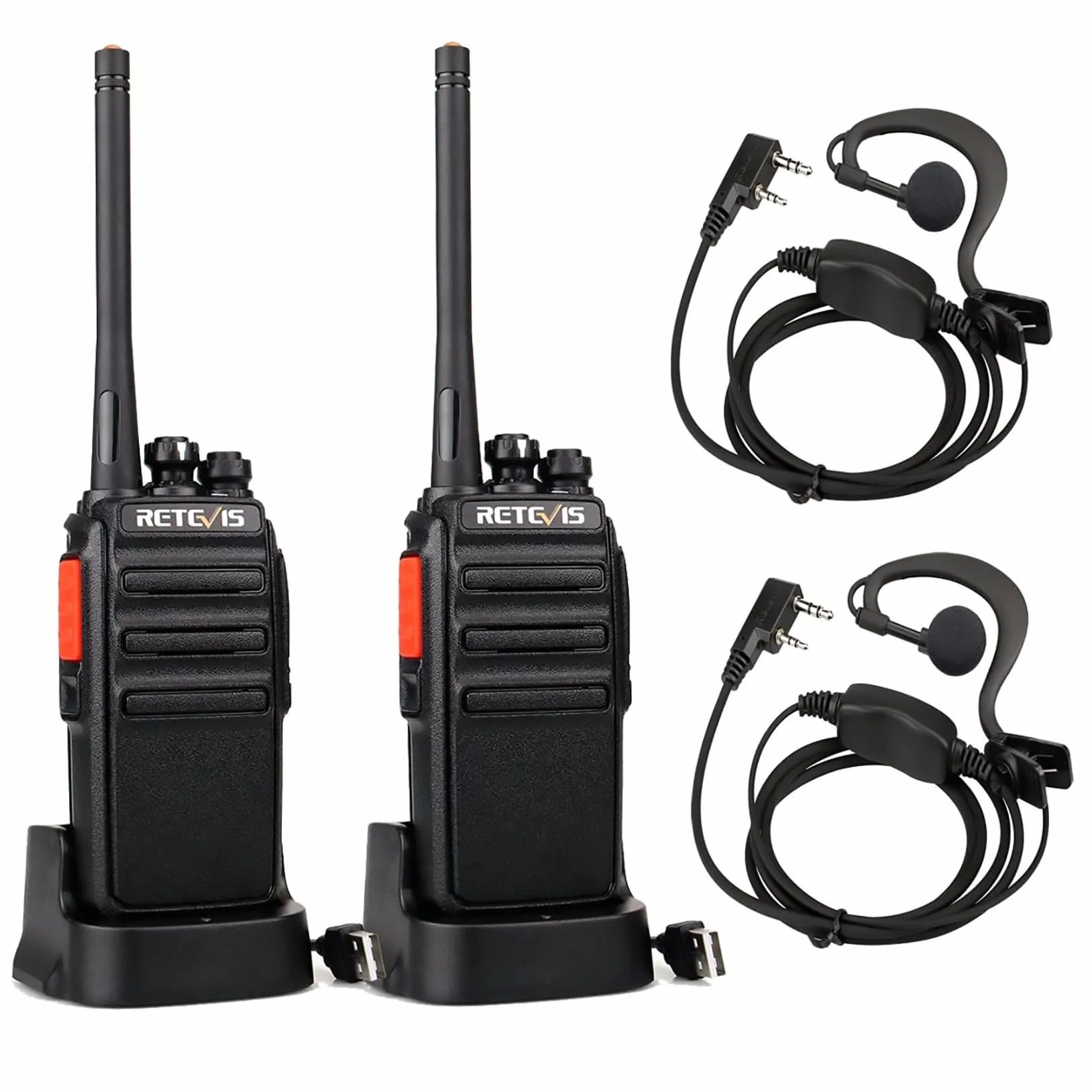 Retevis RT24 Plus Talkie Walkie PMR446 Radio Portable Rechargeable Noir 1 Paire