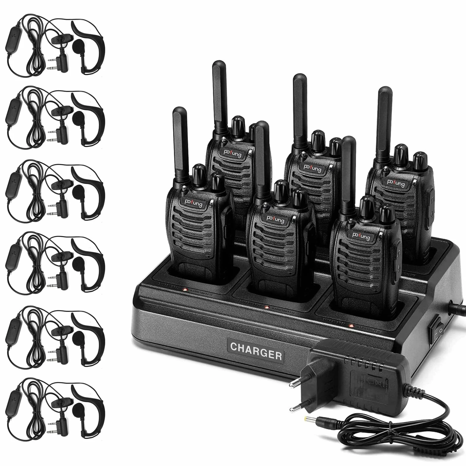 PT88E Talkie Walkie Professionnel PMR446 VOX Longue Portée 6 Pièces Oreillette
