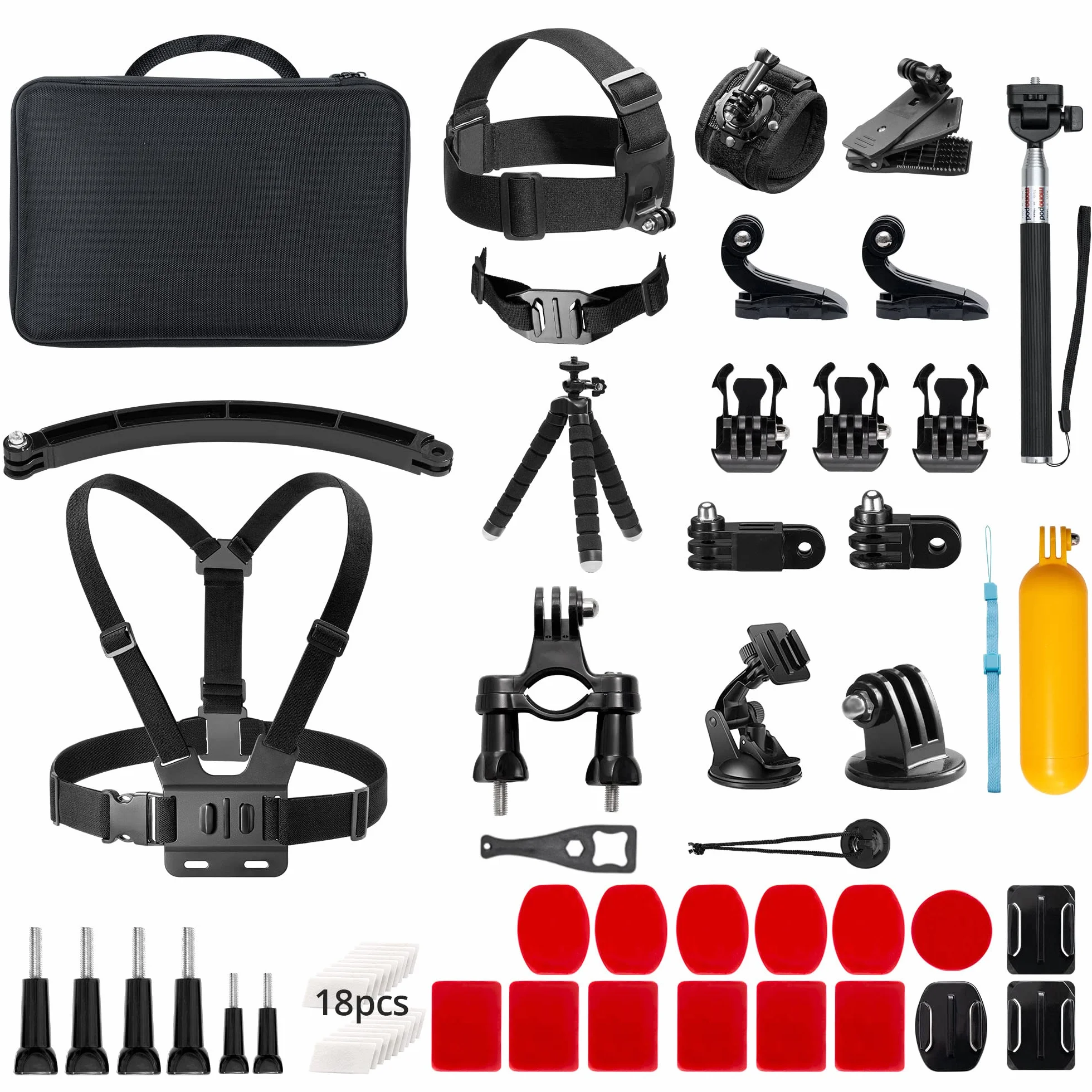 AKASO Kit d'accessoires pour caméra d'action 60 en 1 avec Sac de Collecte Compatible EK7000 EK7000 Pro Brave 4 Brave 7 Le Brave 7 V50X V50 Pro V50 Elite GoPro Hero 11 10 9 8 7 DJI Apexcam