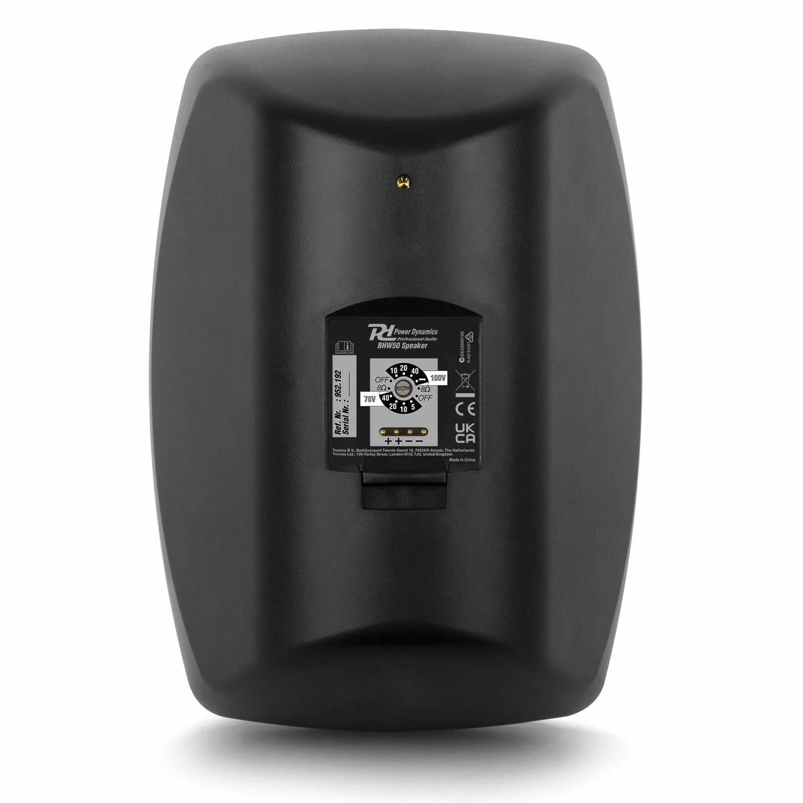 Power Dynamics BHW60BK Paire d'enceintes Murales Étanche 60 Watts RMS Noir 100V 70V 8 Ohms IPX5 6,5"