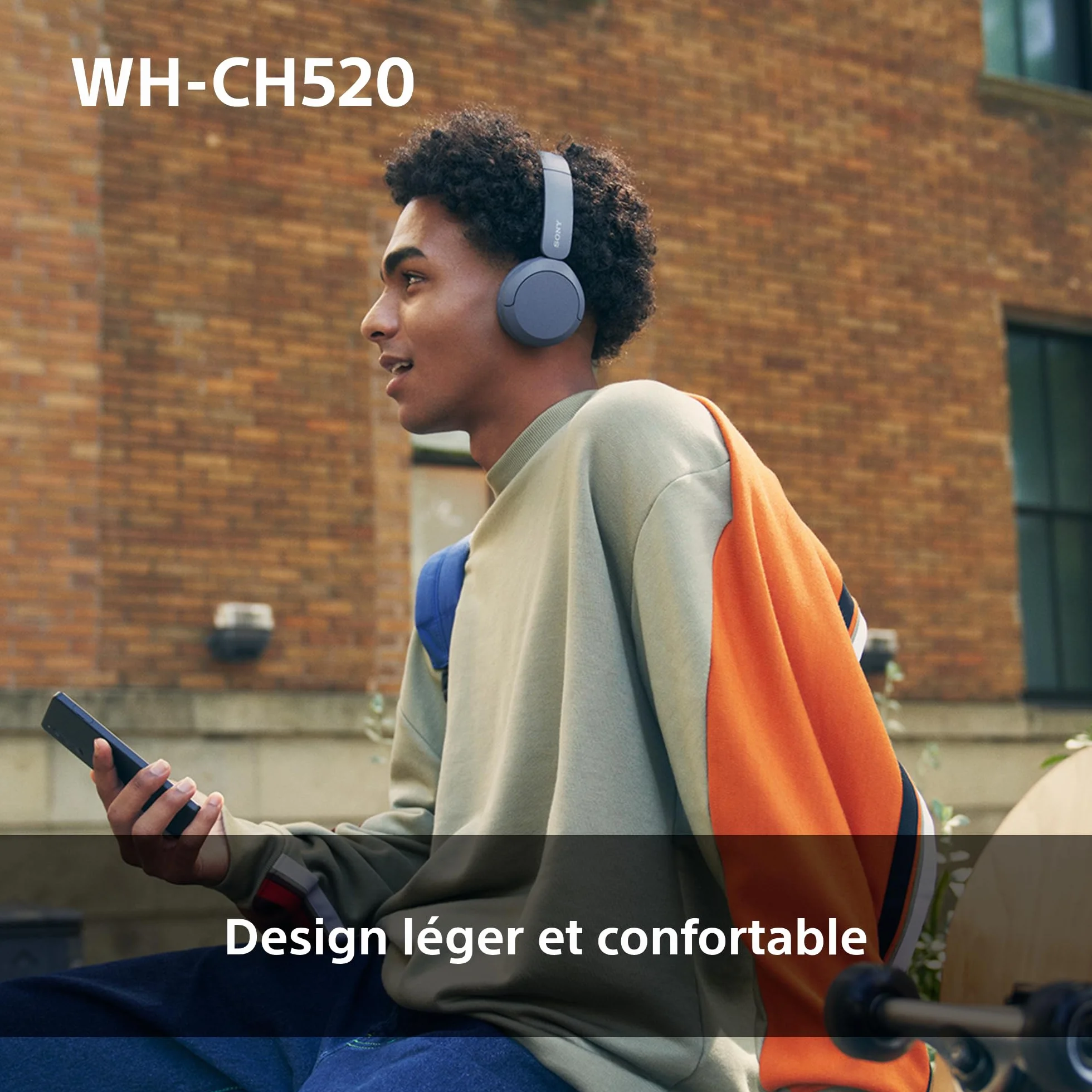 Casque Bluetooth sans Fil Sony WH-CH520, Multipoint, Micro intégré, 50 Heures Autonomie, Charge Rapide, Noir