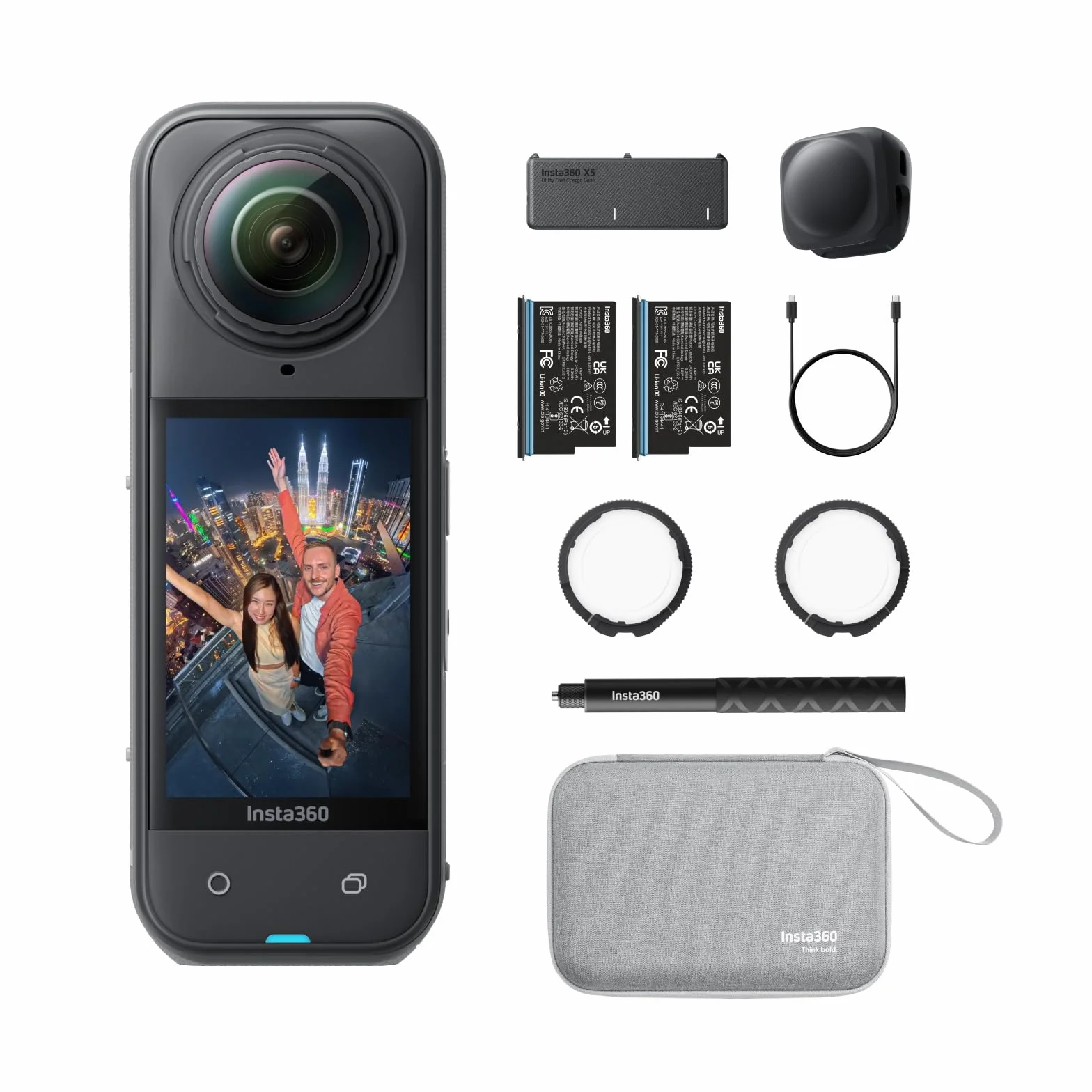 Insta360 X5 Pack Essentiels - Caméra 360 8K, Perche à Selfie Invisible, Appareil Photo vidéo étanche, pour vlog, Moto