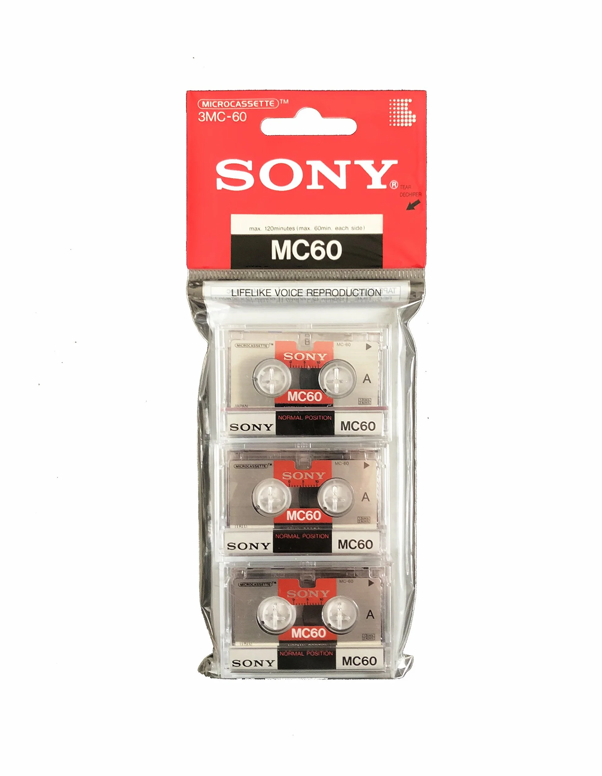 Sony MC60B Cassettes pour Dictaphone Lot de 3