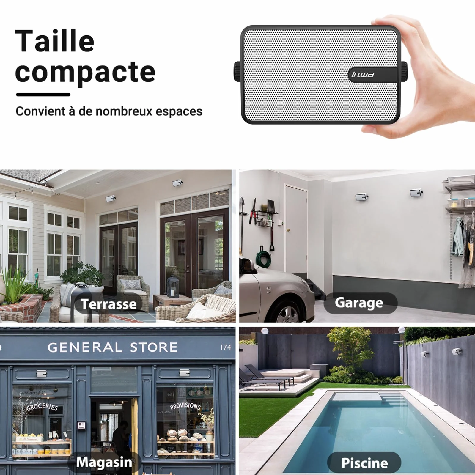 Inwa Enceintes Extérieures Bluetooth IPX5 250W Lot de 2 Sync Speaker