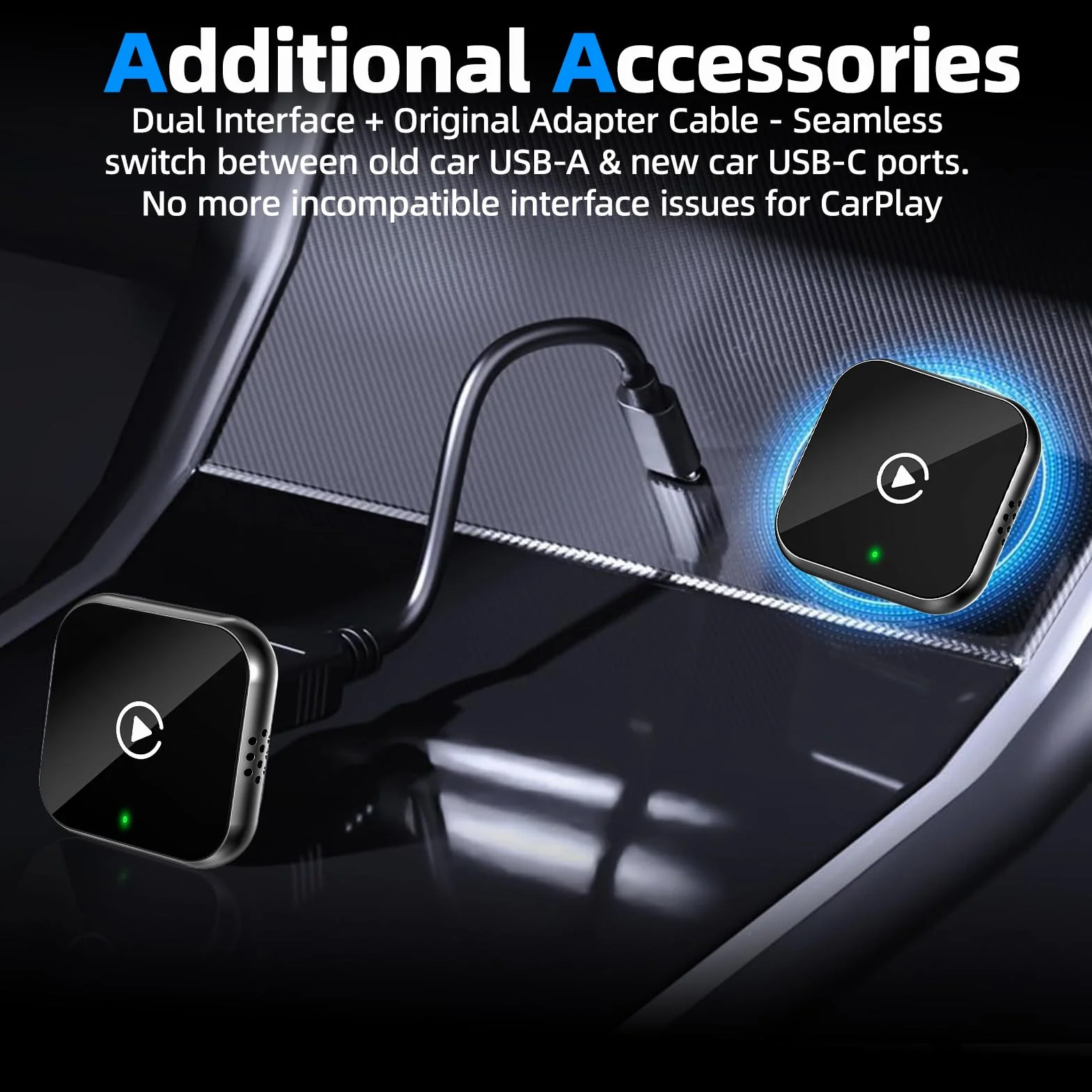Adaptateur CarPlay sans fil Puce quadricœur 5G sans Latence Compatible Véhicules Après 2016