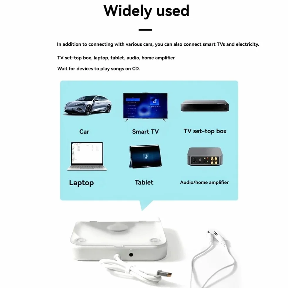 Lecteur CD universel externe pour voiture avec câble AUX USB