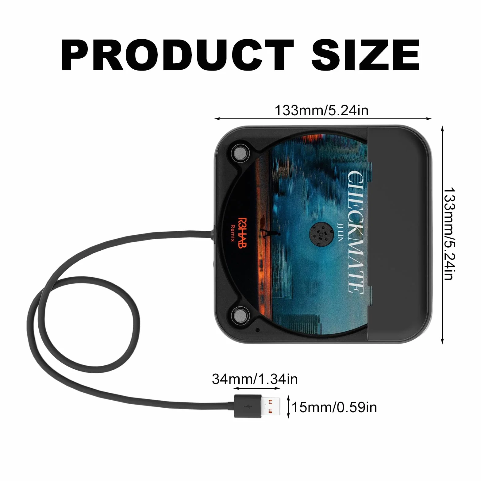 Lecteur CD Voiture Universel USB AUX Compatible Autoradio PC Téléviseur Noir