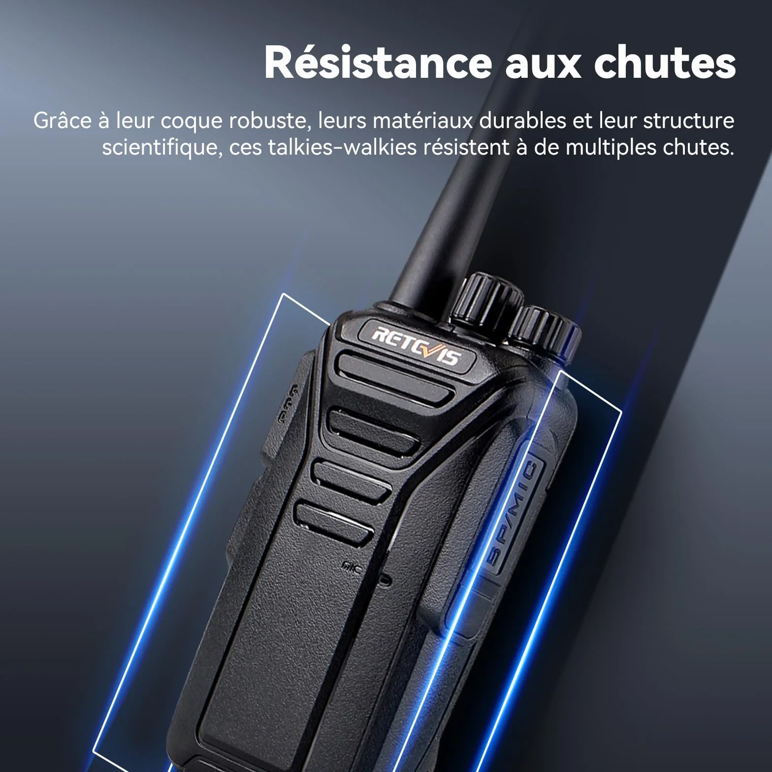 Retevis RT27 Talkie Walkies Professionnel, Longue Portée Rechargeable RMR 446 sans Licence, Radio Bidirectionnelle (6 Pièces)