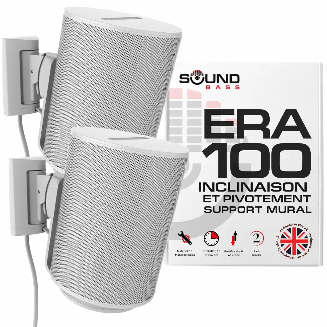 Support Mural Era 100 Inclinable Orientable Blanc Double Compatible Sonos ERA100 Era 100 SL