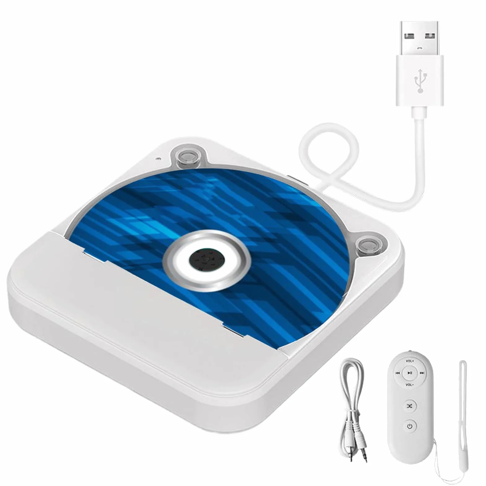 Lecteur CD portable voiture auxiliaire externe blanc télécommande boîte conversion audio USB compatible audio TV
