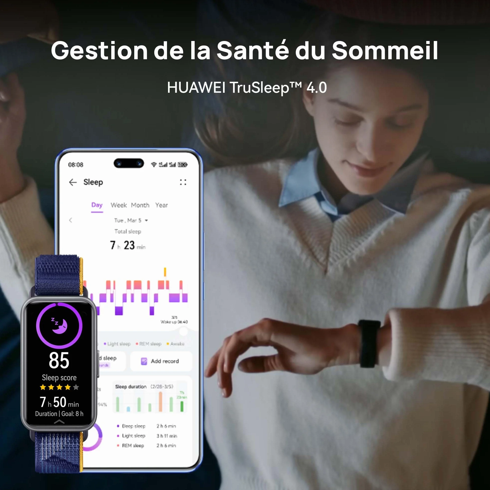 HUAWEI Band 9 Bracelet Connecté iOS Android TruSleep 4.0 Surveillance Sommeil 14 Jours Rose Fluoroélastomère