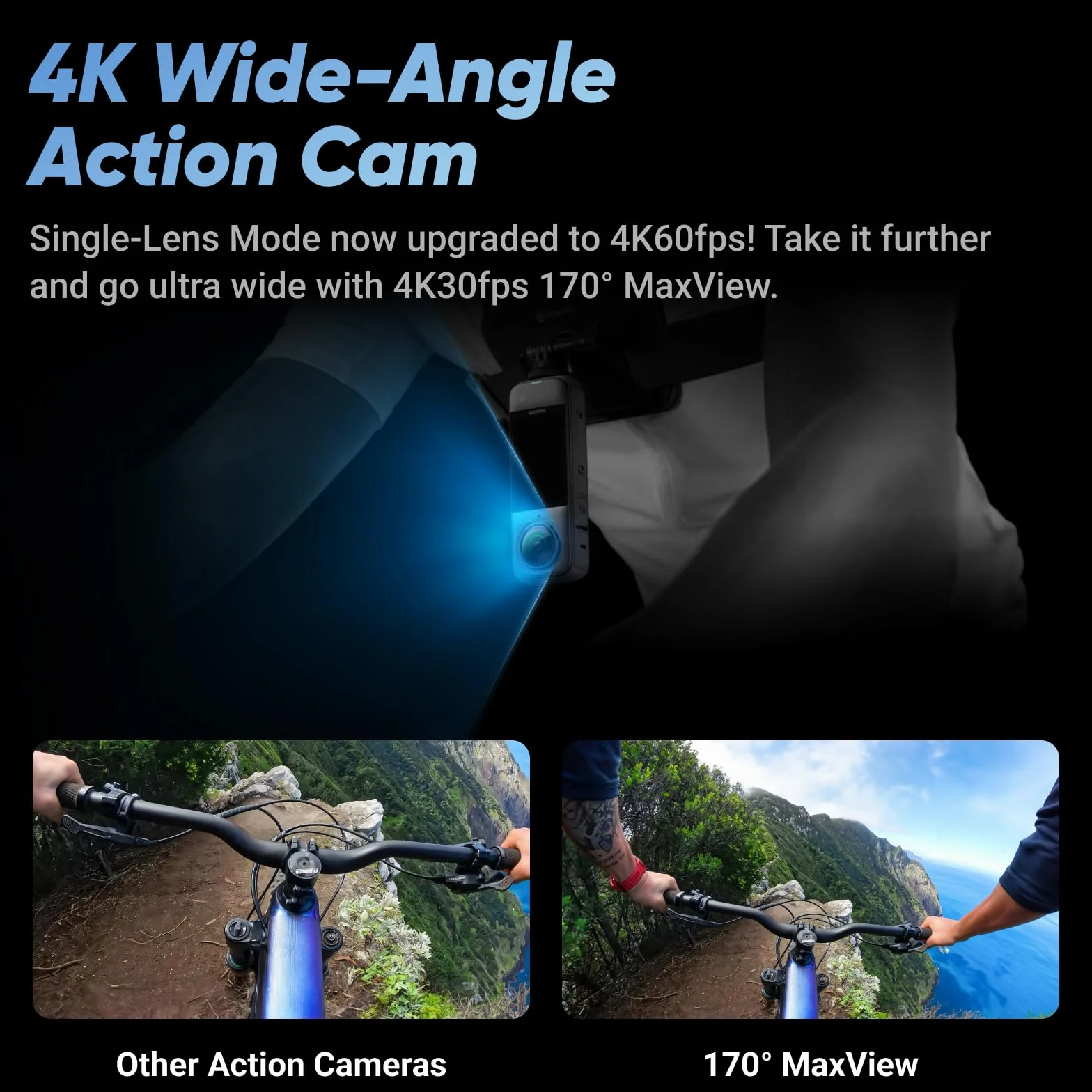 Insta360 X4 Pack Standard Caméra d'action 360° 8K étanche Grand Angle 4K Effet Perche Invisible protège-objectifs Amovibles 135 Min autonomie stabilisation