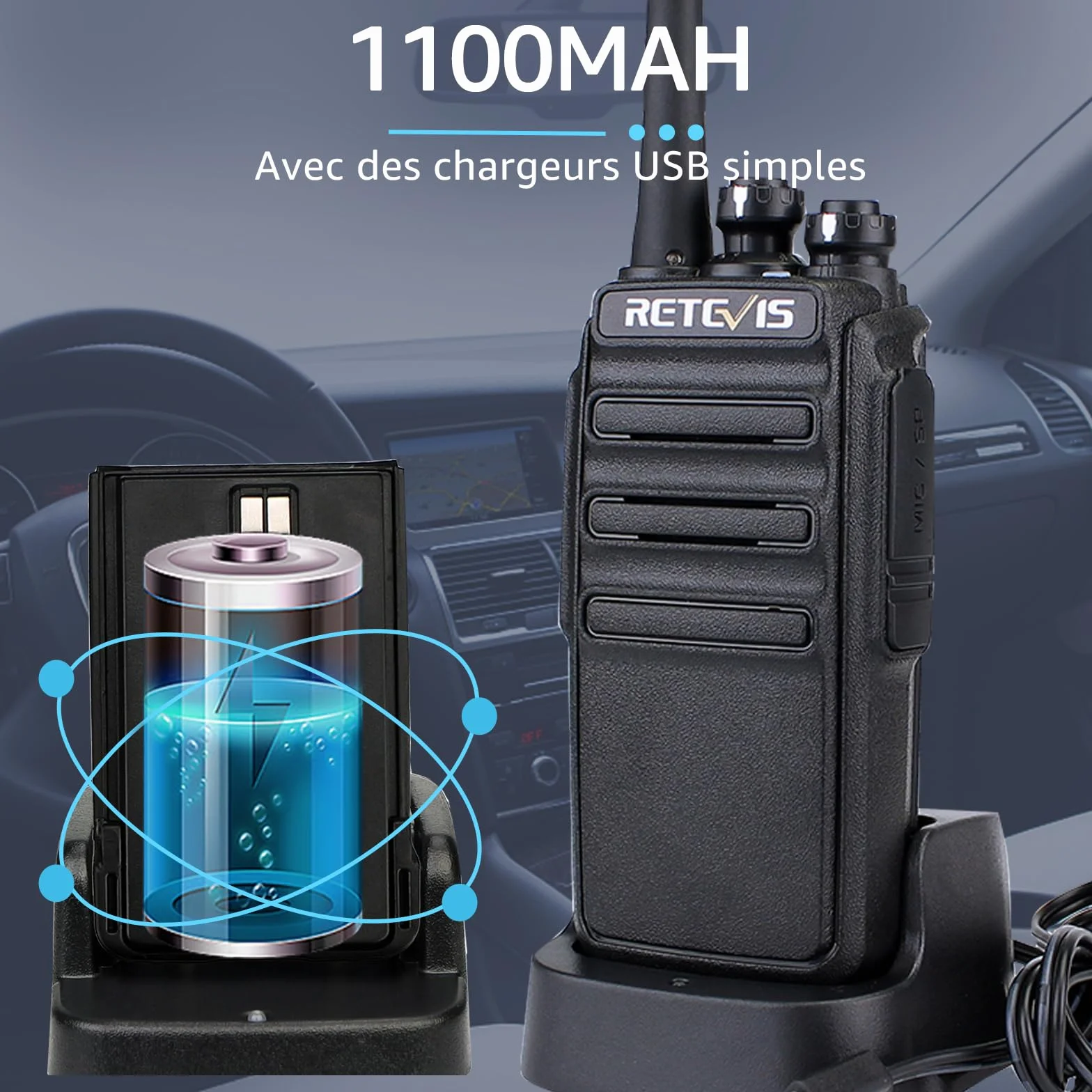 Retevis RT24 Plus Talkie Walkie PMR446 Radio Portable Rechargeable Noir 1 Paire