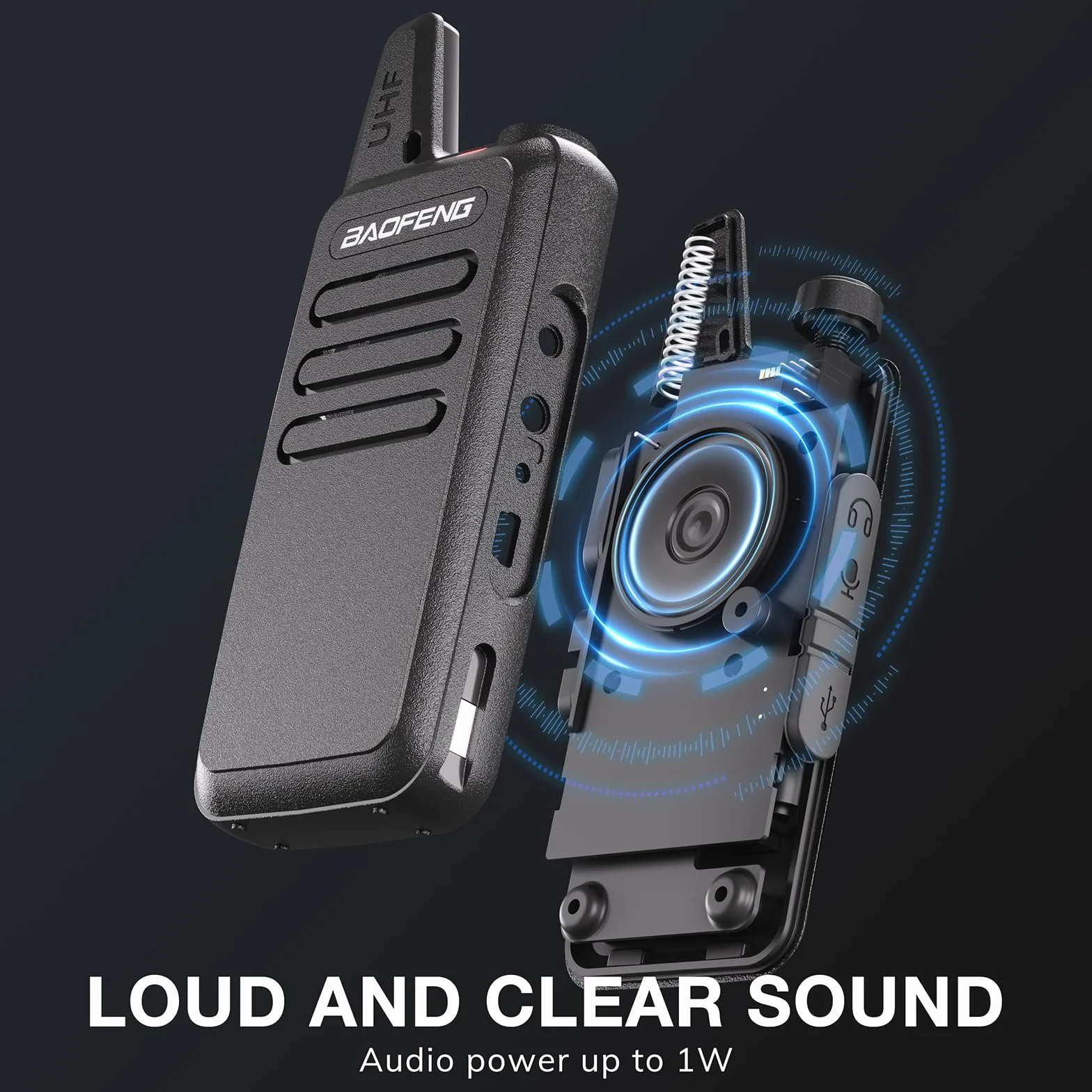 BAOFENG T22 PMR446 Talkie-walkie 16 canaux bidirectionnelle Radio 1500 mAh Batterie Rechargeable Portable Lot de 4