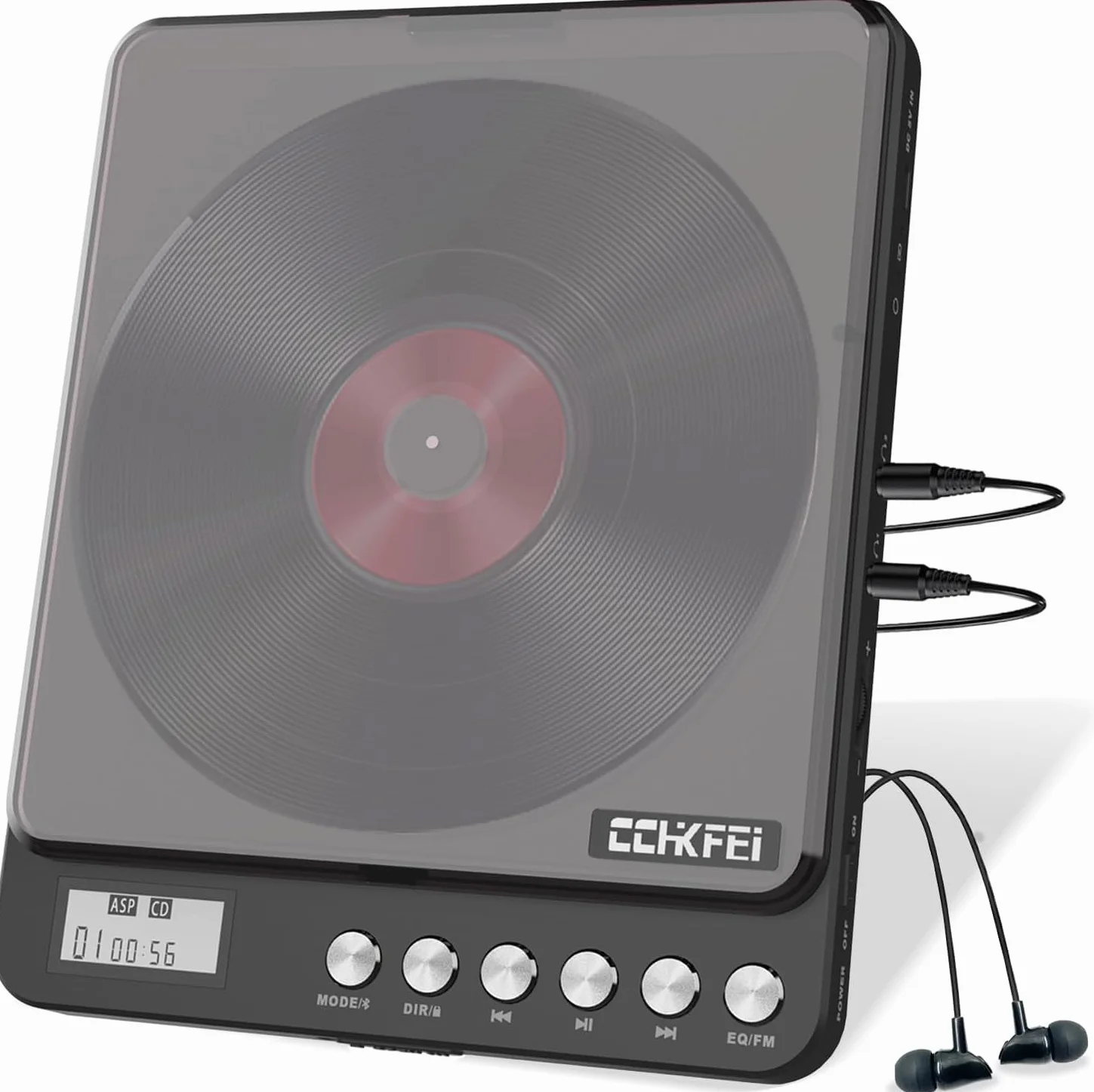 CCHKFEI Lecteur CD Portable Bluetooth Rechargeable Transmetteur FM Antichoc Double Prise Casque 3.5mm