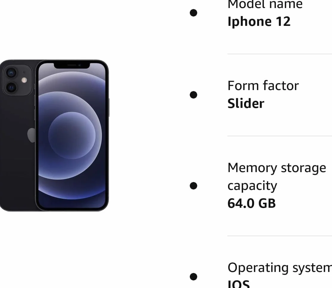 Apple iPhone 12 64 Go Noir Reconditionné