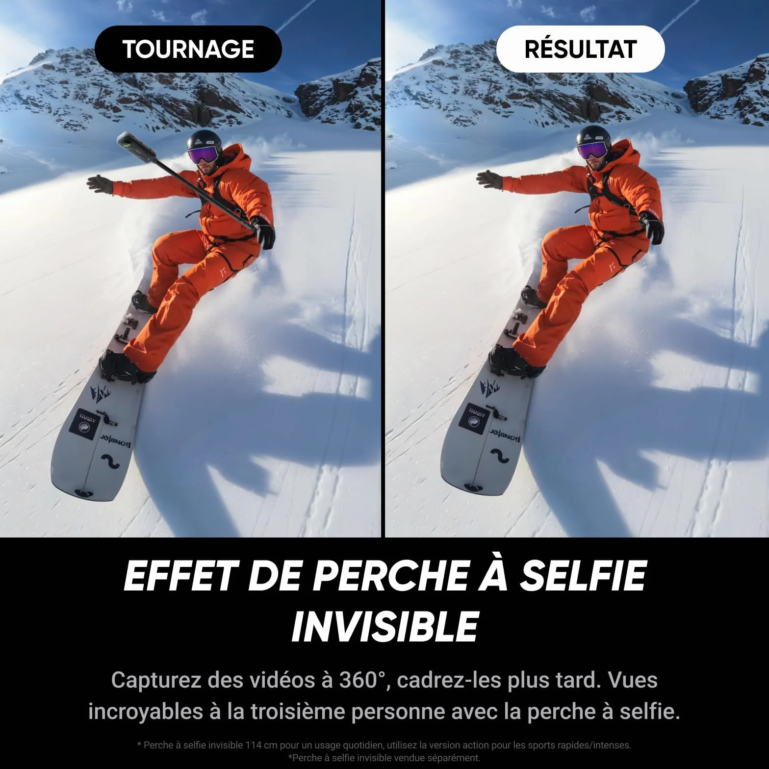 Insta360 X5 Caméra 360 8K, Perche Invisible, Étanche, pour Moto Sport Voyage