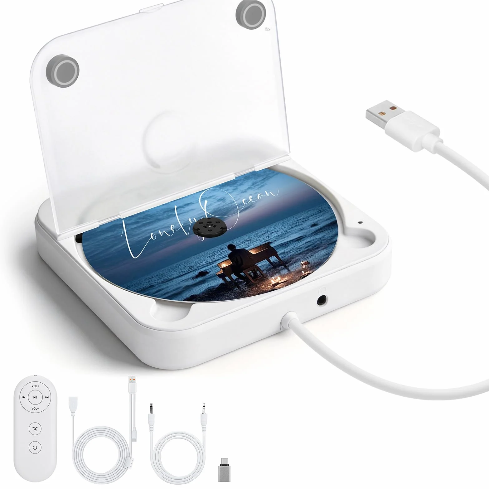 Lecteur CD Portable USB AUX Externe Compatible Autoradio Ordinateur Téléviseur Universel CD CD-MP3