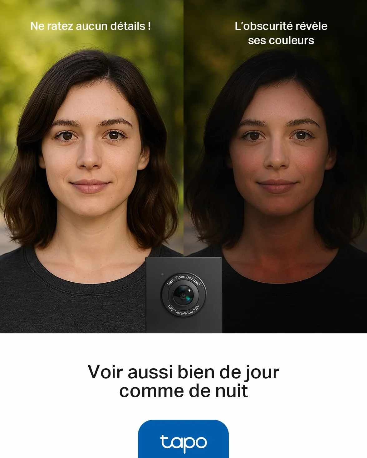 Tapo D235 Sonnette sans Fil avec Caméra 2K+ 5MP IP66 Étanche 180° Vision Ultra-Large Vision Nocturne Couleur Audio Bidirectionnel Détection AI