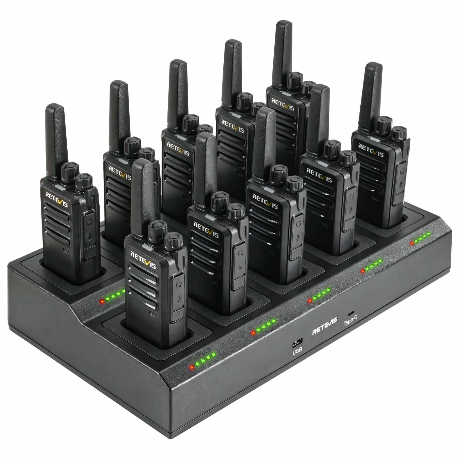 Retevis RT668 Talkie Walkie Professionnel Longue Portée 10 Pièces Noir
